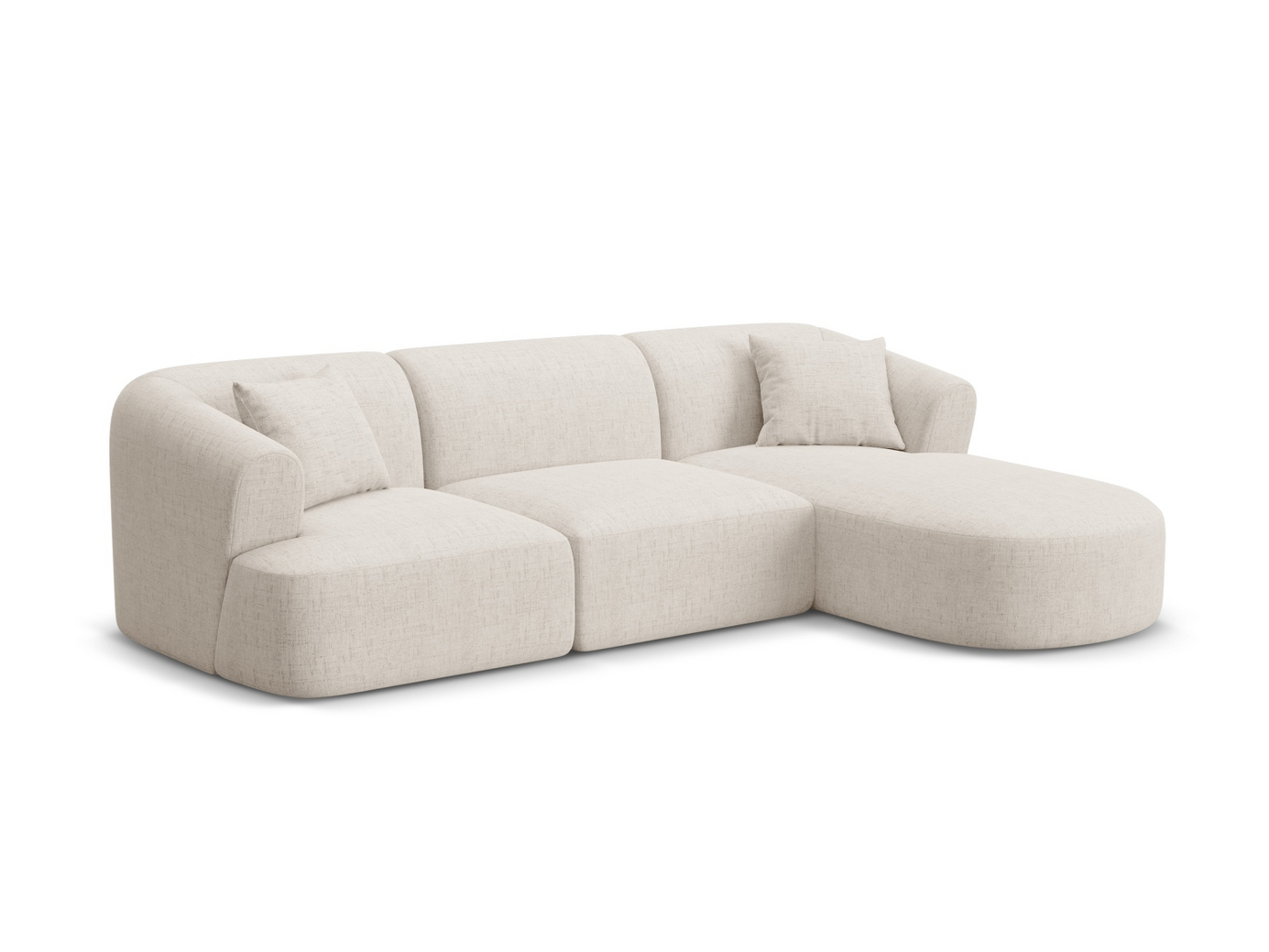 Cosmopolitan Design høyrevendt modulhjørnesofa, "Campi", 4-seter, 256 × 156 × 70 cm, Moly, svarte plastben