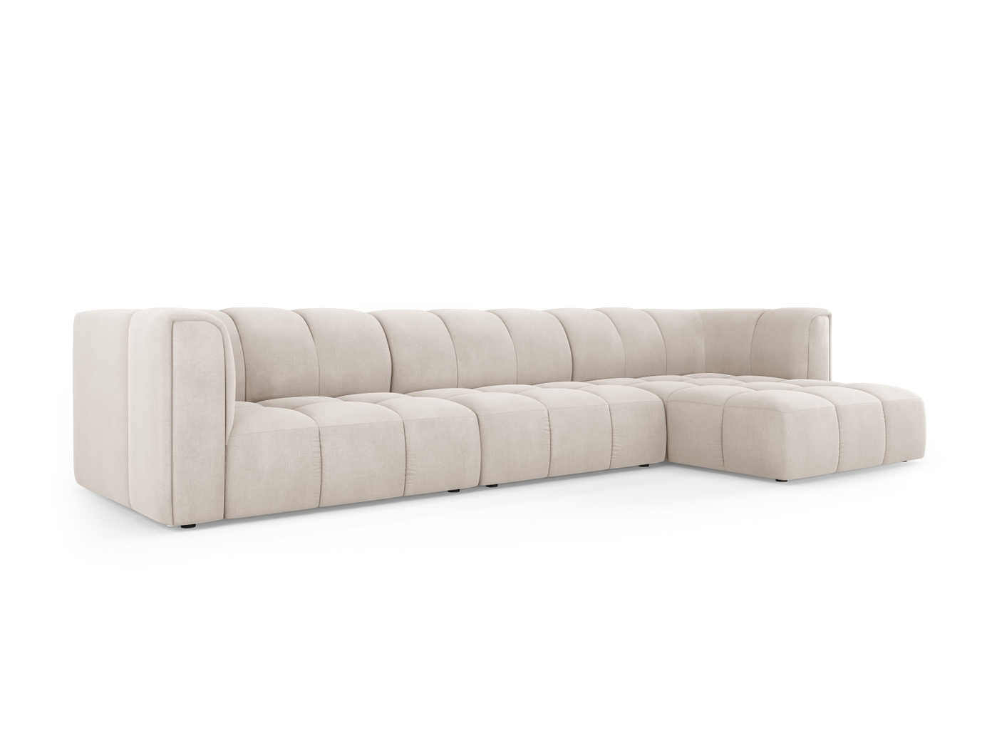 Cosmopolitan Design høyrevendt modulhjørnesofa, "Moritz", 5-seter, 316 × 160 × 70 cm, Rebel, svarte plastben