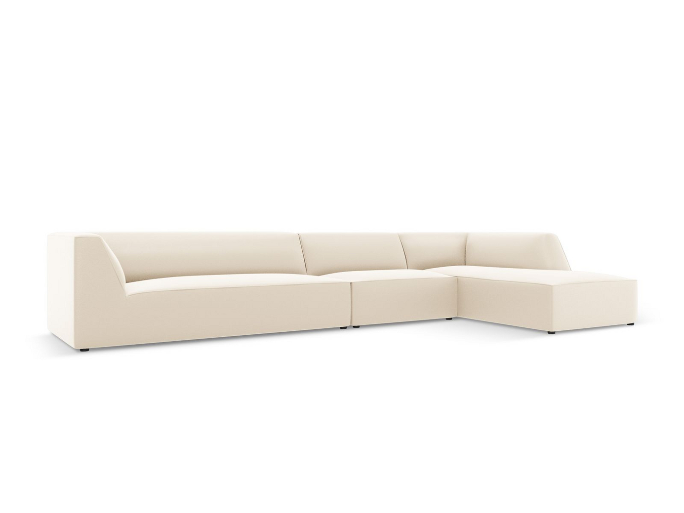 Cosmopolitan Design høyrevendt kunstlærmodulhjørnesofa, "Siena", 5-seter, 366 × 180 × 69 cm, Pacifico, svarte plastben