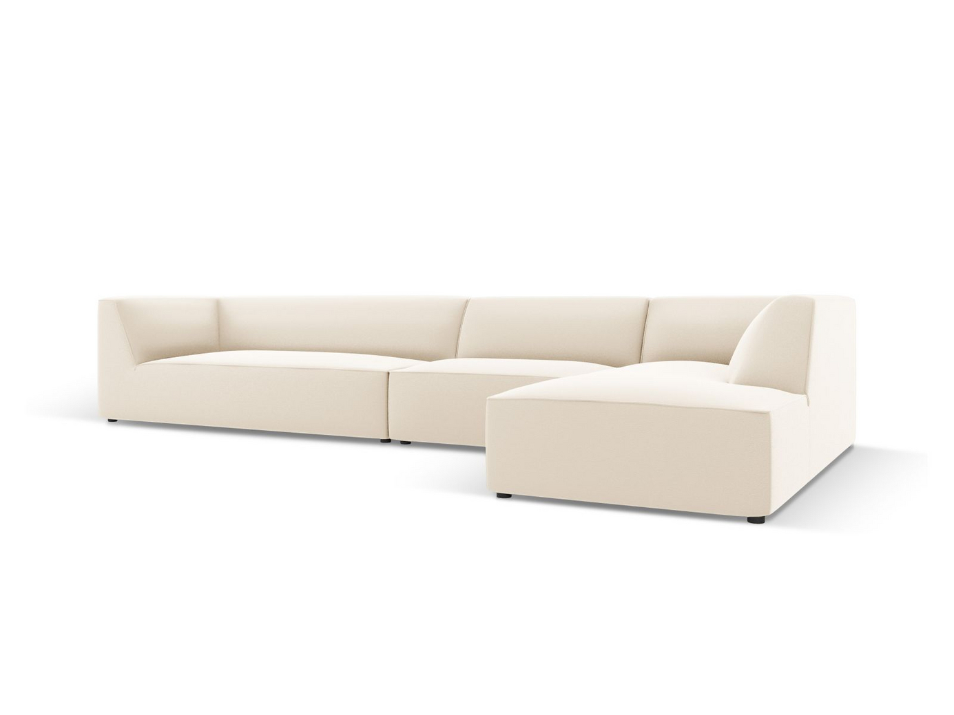 Cosmopolitan Design høyrevendt kunstlærmodulhjørnesofa, "Siena", 5-seter, 366 × 180 × 69 cm, Pacifico, svarte plastben