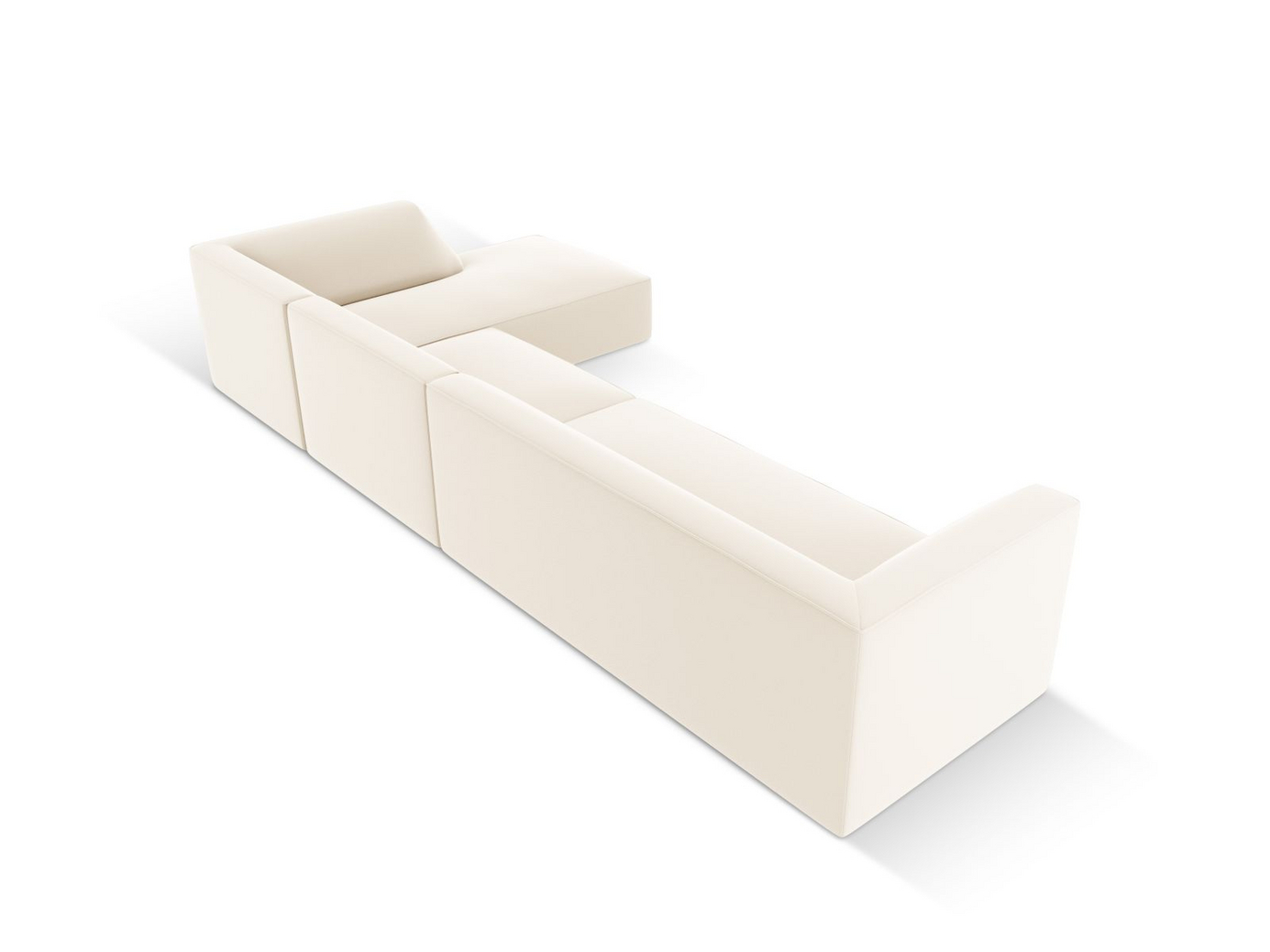 Cosmopolitan Design høyrevendt kunstlærmodulhjørnesofa, "Siena", 5-seter, 366 × 180 × 69 cm, Pacifico, svarte plastben