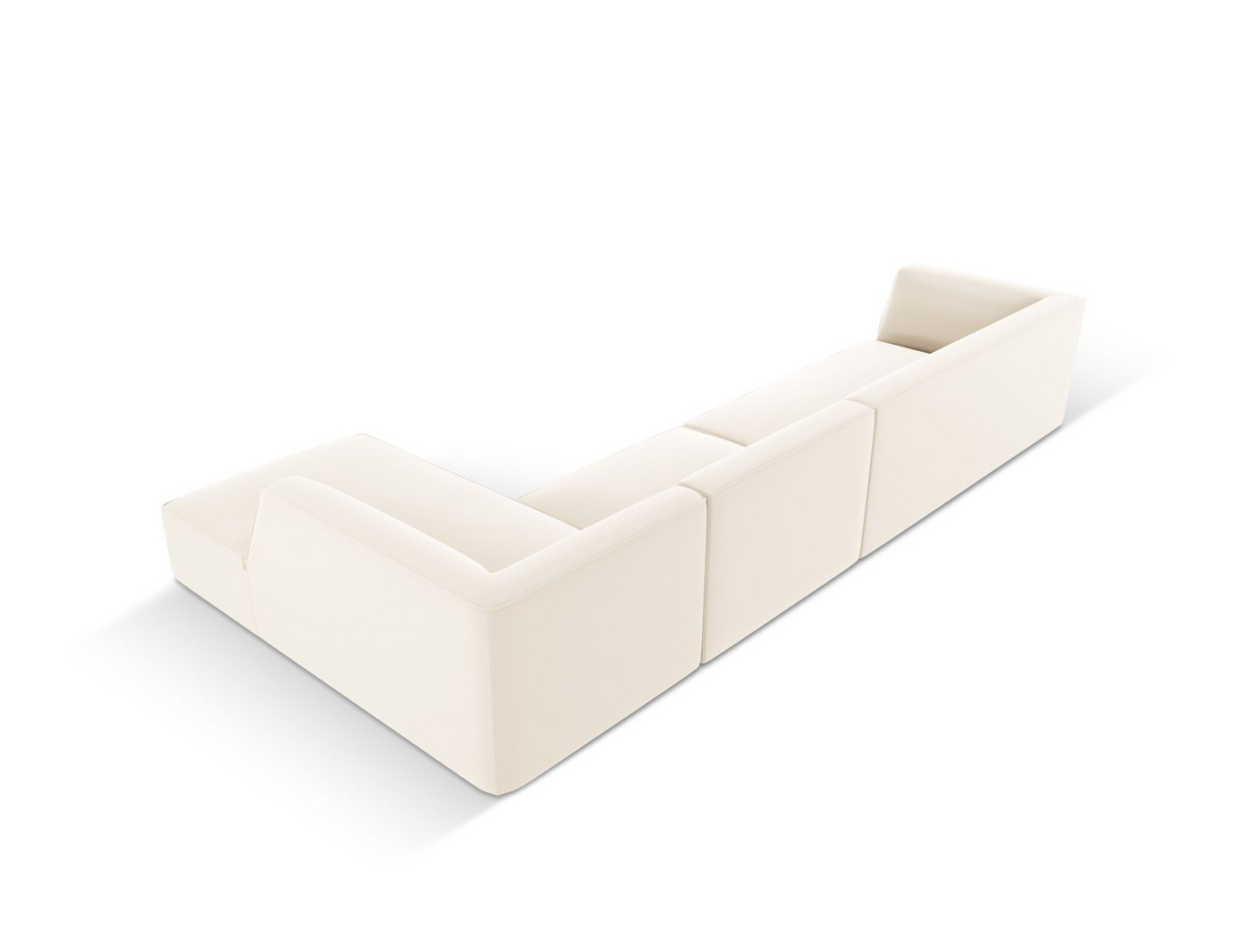 Cosmopolitan Design høyrevendt kunstlærmodulhjørnesofa, "Siena", 5-seter, 366 × 180 × 69 cm, Pacifico, svarte plastben