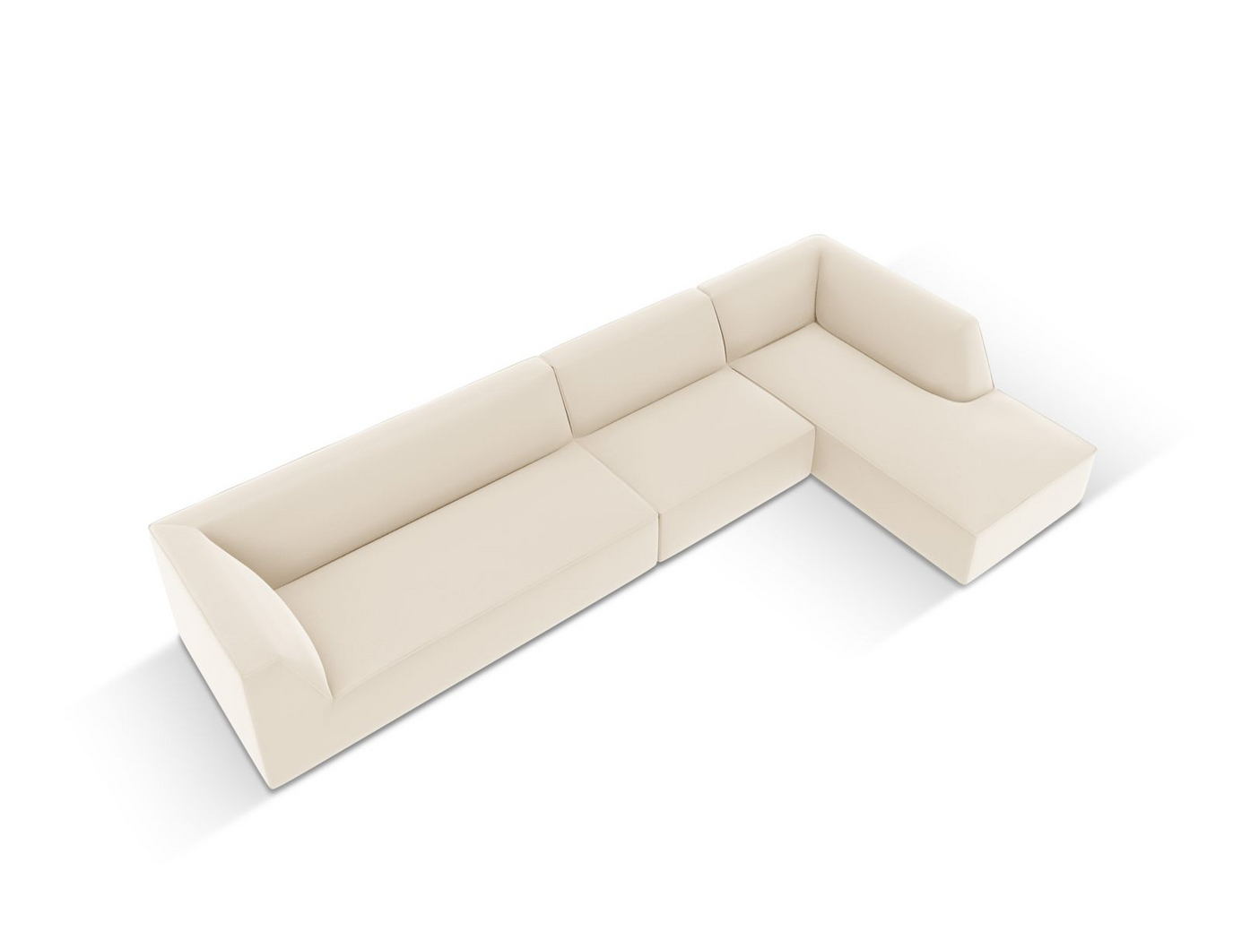 Cosmopolitan Design høyrevendt kunstlærmodulhjørnesofa, "Siena", 5-seter, 366 × 180 × 69 cm, Pacifico, svarte plastben