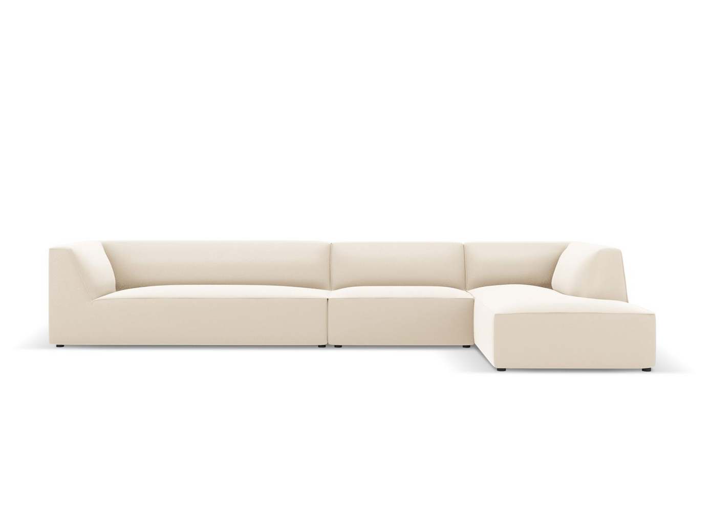 Cosmopolitan Design høyrevendt kunstlærmodulhjørnesofa, "Siena", 5-seter, 366 × 180 × 69 cm, Pacifico, svarte plastben