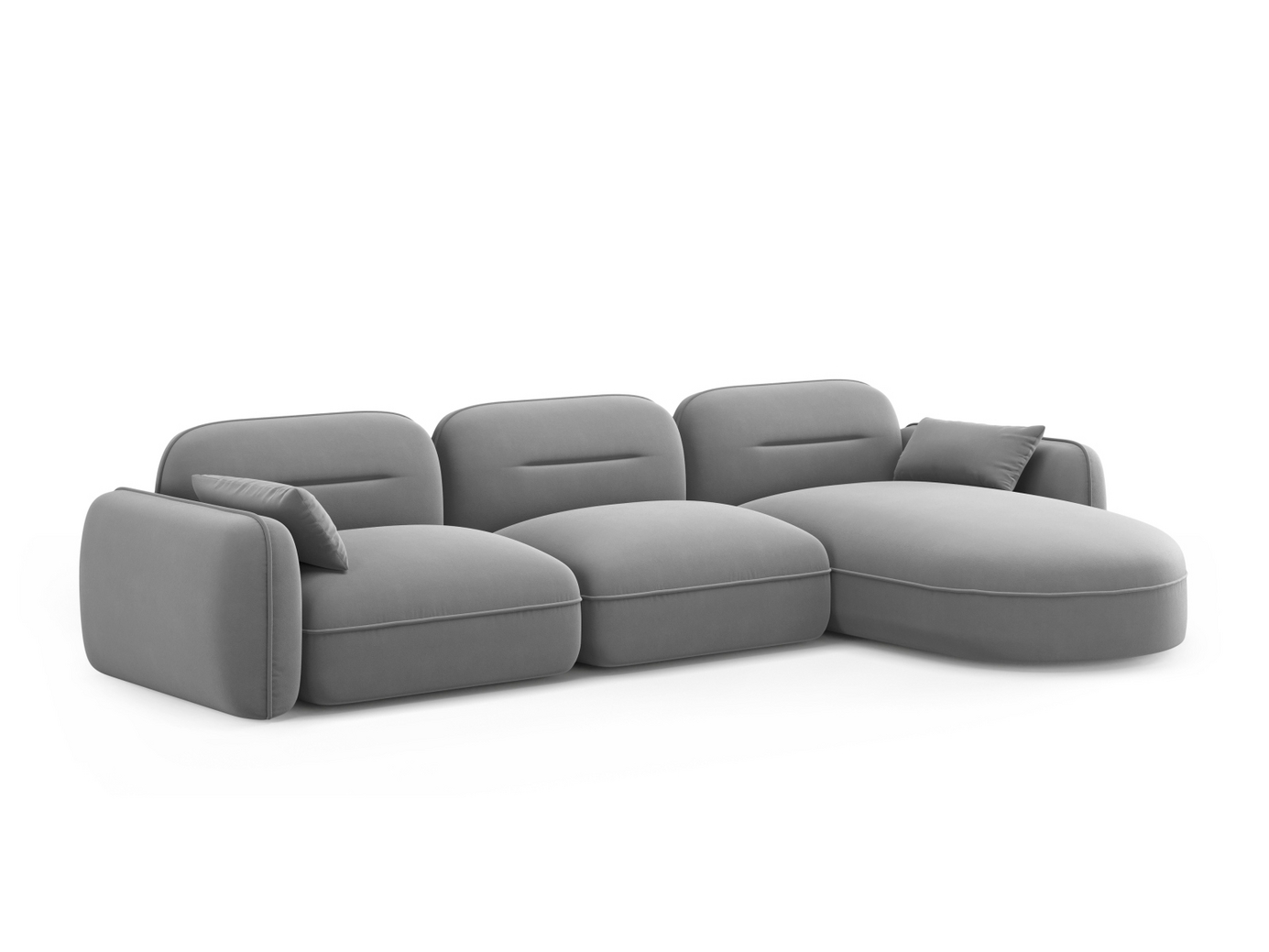 Cosmopolitan Design høyrevendt fløyelsmodulhjørnesofa, "Sydney", 4-seter, 320 × 165 × 70 cm, Casino, svarte plastben