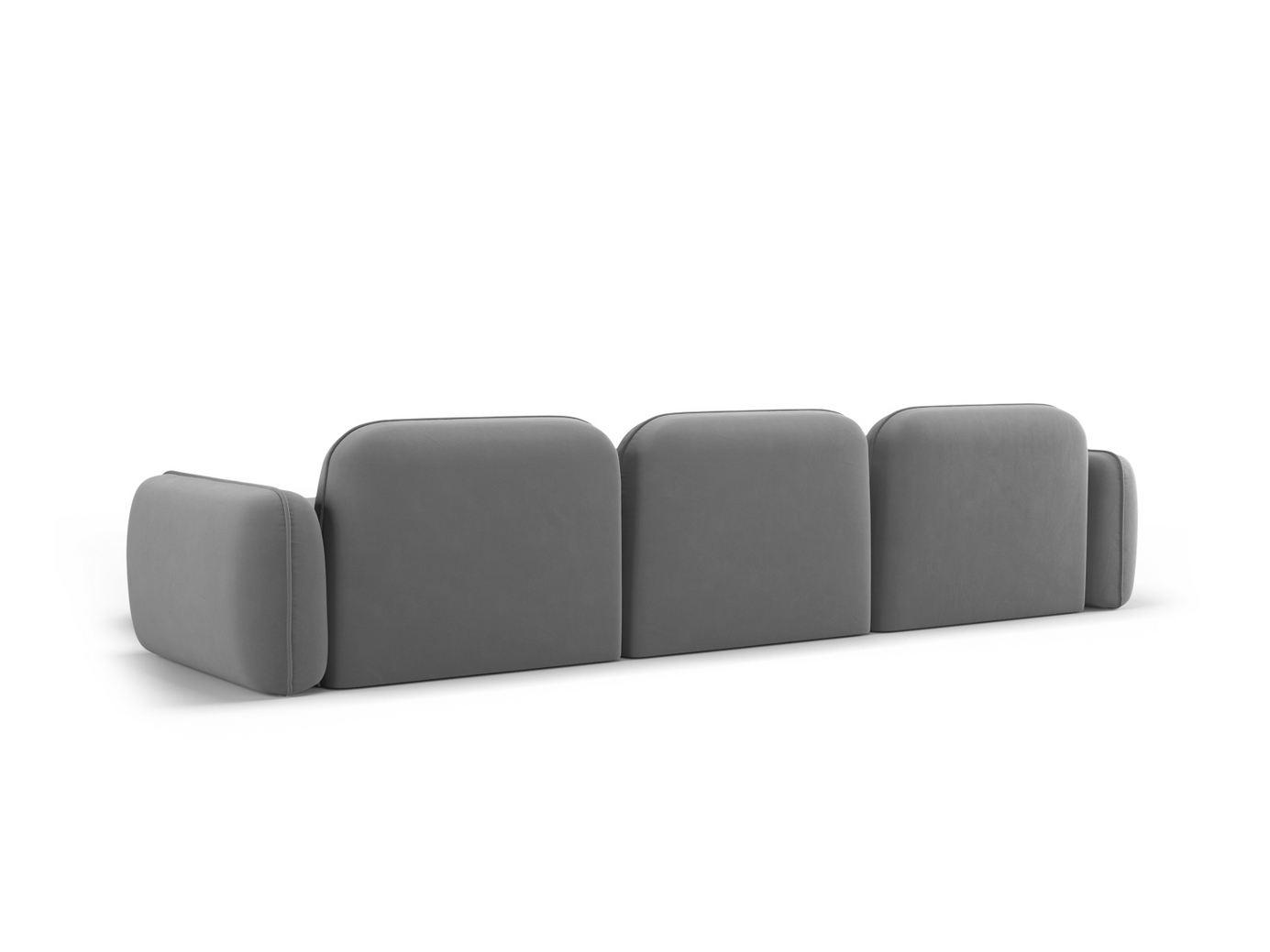 Cosmopolitan Design høyrevendt fløyelsmodulhjørnesofa, "Sydney", 4-seter, 320 × 165 × 70 cm, Casino, svarte plastben