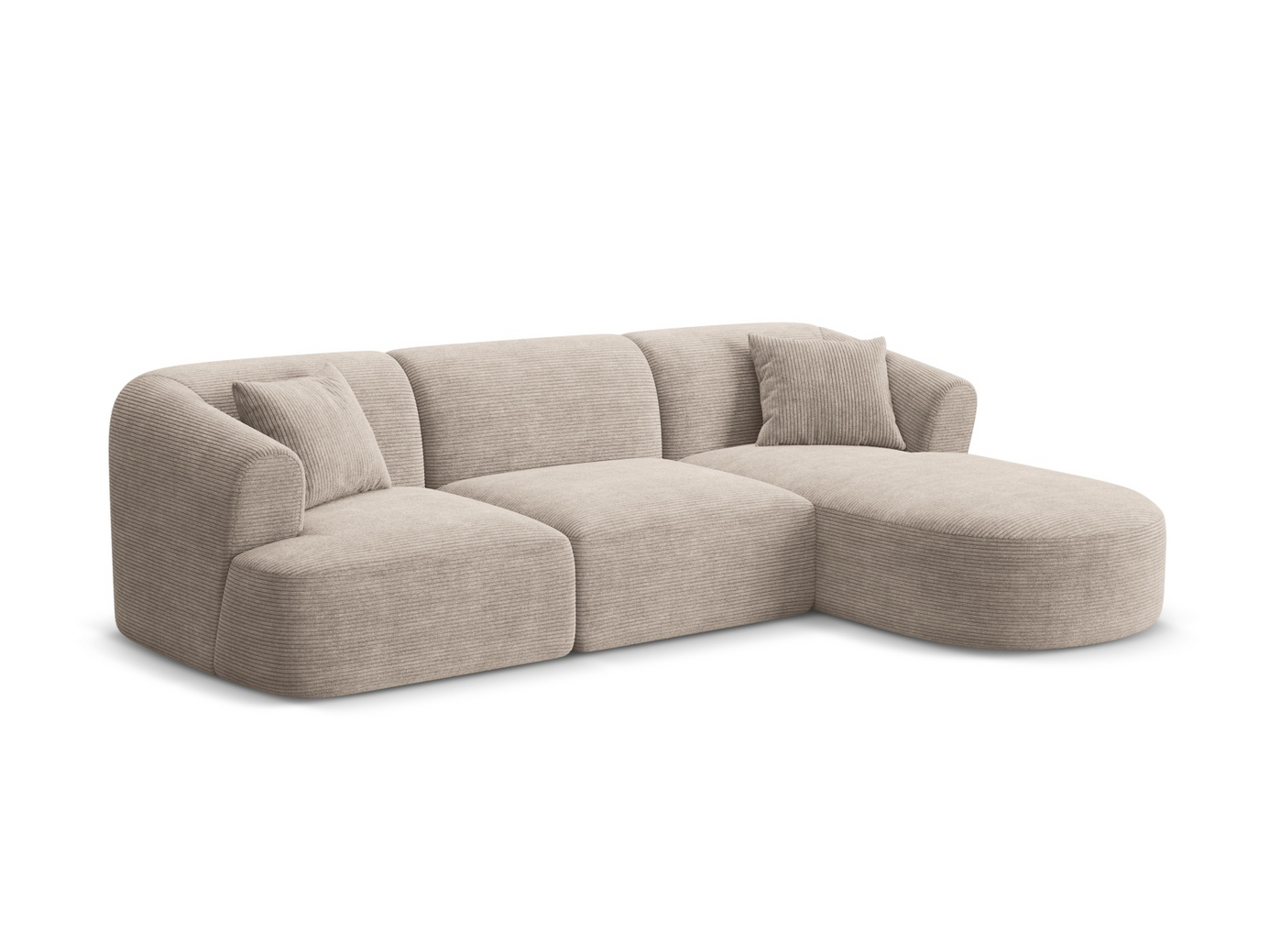 Cosmopolitan Design høyrevendt modulhjørnesofa, "Campi", 4-seter, 256 × 156 × 70 cm, Lincoln, svarte plastben