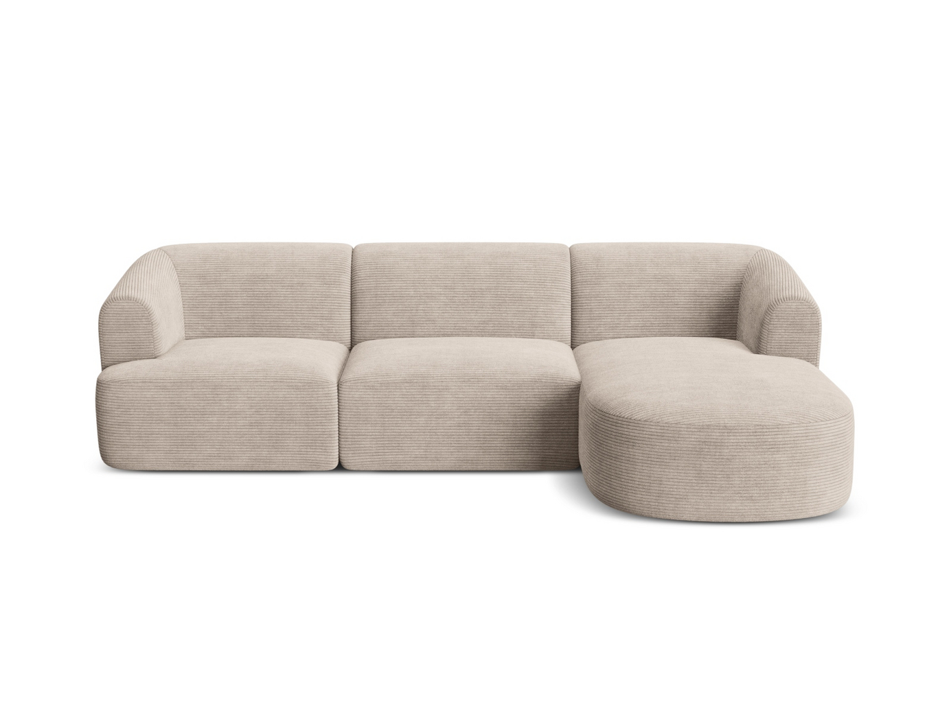 Cosmopolitan Design høyrevendt modulhjørnesofa, "Campi", 4-seter, 256 × 156 × 70 cm, Lincoln, svarte plastben