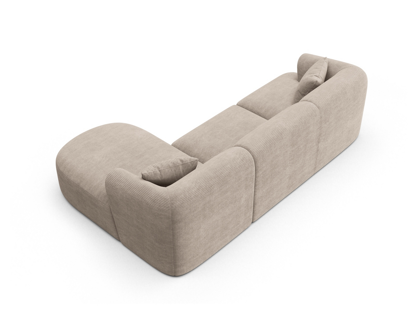 Cosmopolitan Design høyrevendt modulhjørnesofa, "Campi", 4-seter, 256 × 156 × 70 cm, Lincoln, svarte plastben