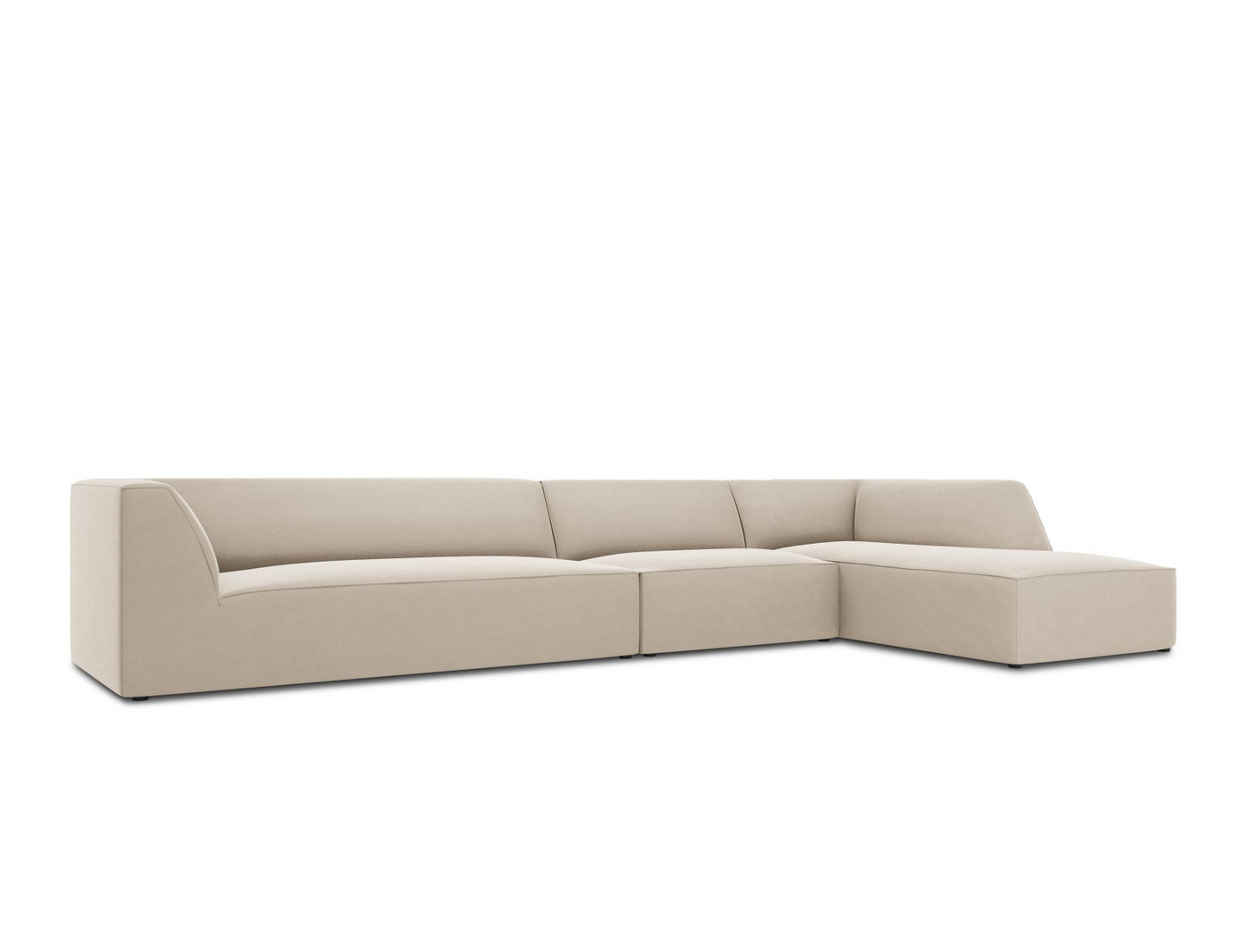 Cosmopolitan Design høyrevendt fløyelsmodulhjørnesofa, "Siena", 5-seter, 366 × 180 × 69 cm, Salvador, svarte plastben, Variant RC_L_44