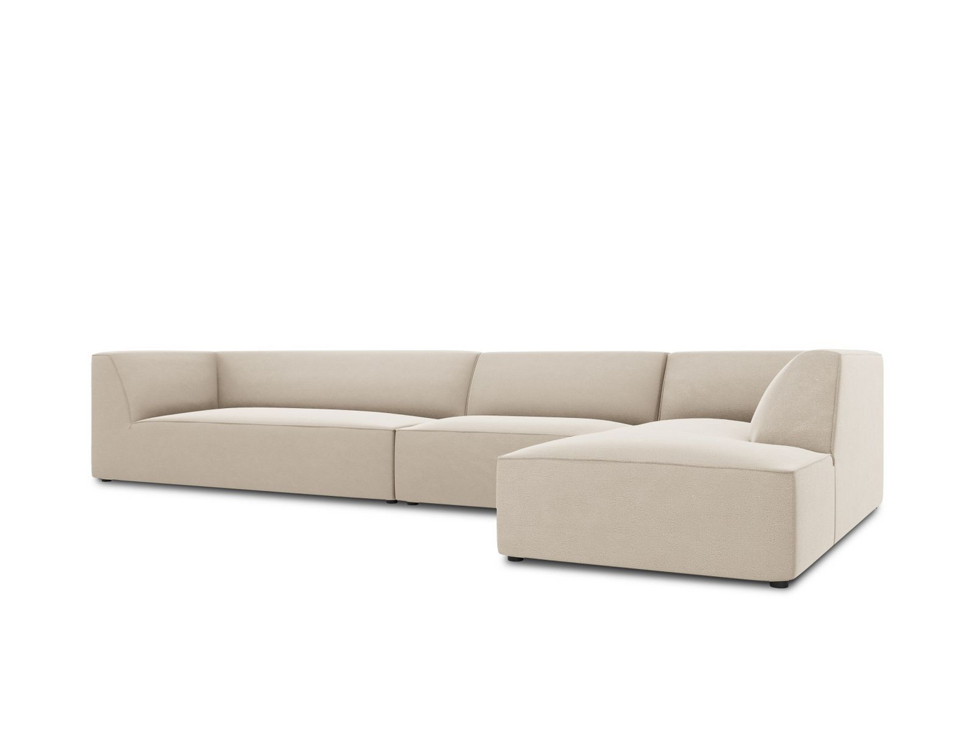 Cosmopolitan Design høyrevendt fløyelsmodulhjørnesofa, "Siena", 5-seter, 366 × 180 × 69 cm, Salvador, svarte plastben, Variant RC_L_44