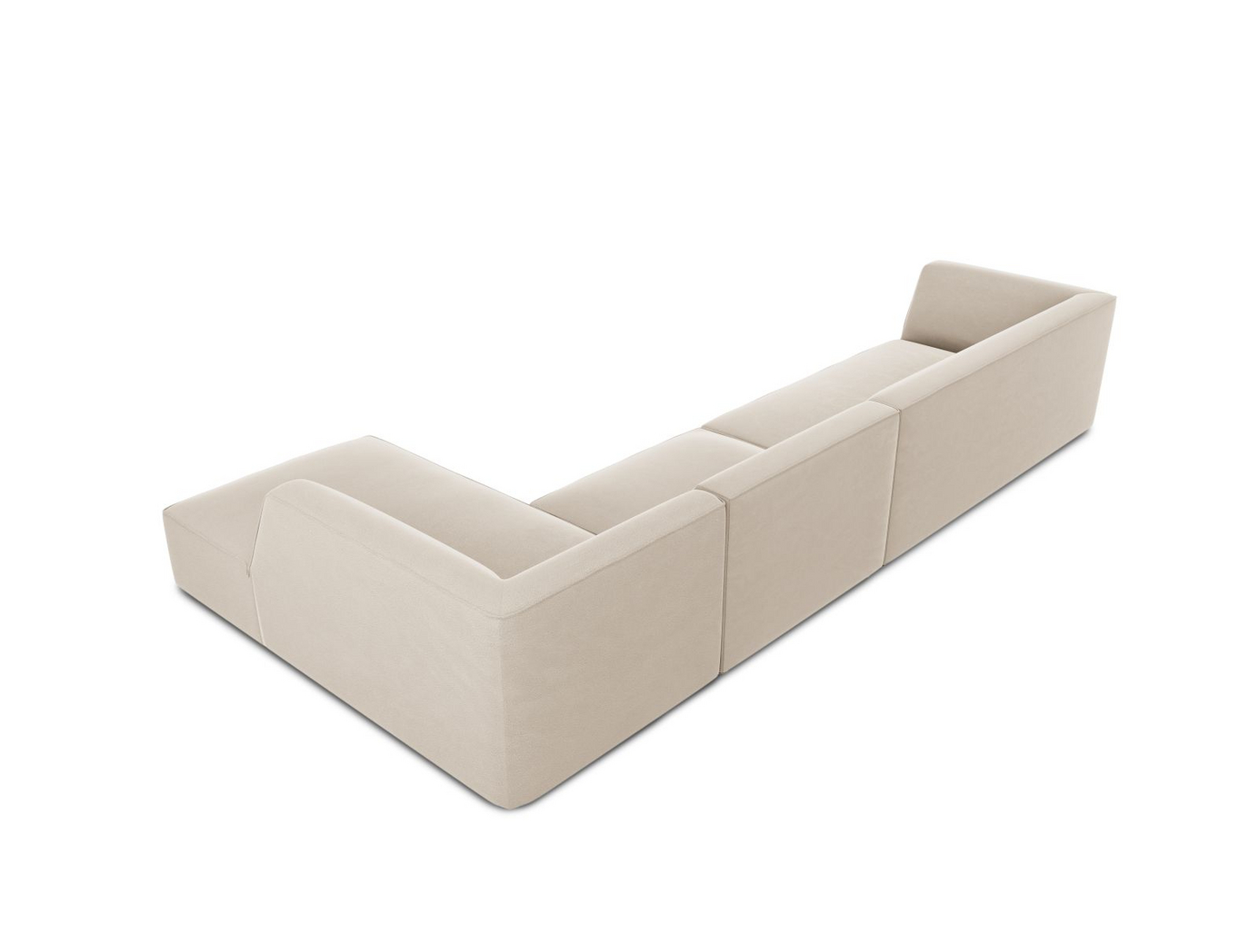 Cosmopolitan Design høyrevendt fløyelsmodulhjørnesofa, "Siena", 5-seter, 366 × 180 × 69 cm, Salvador, svarte plastben, Variant RC_L_44