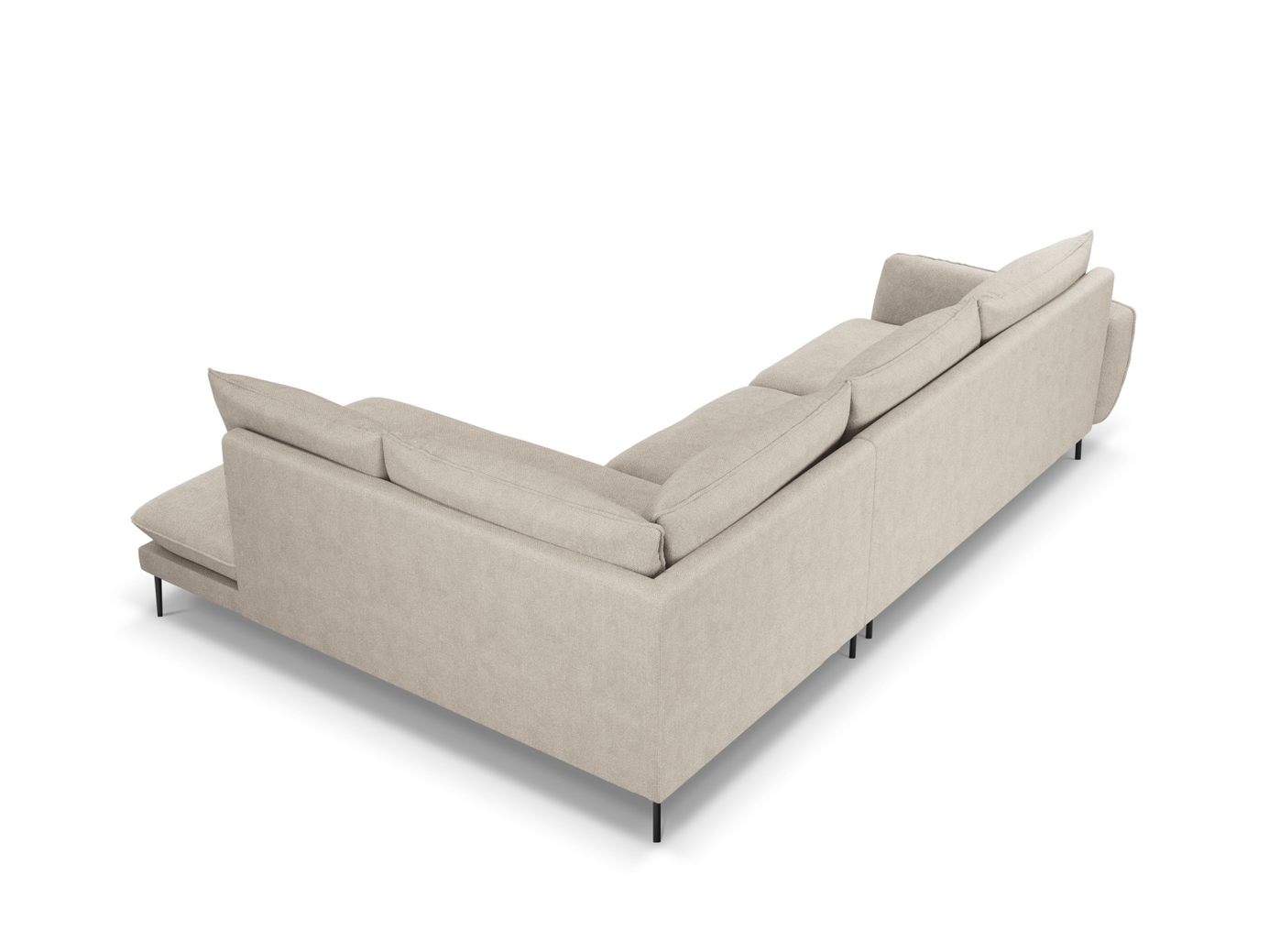 Cosmopolitan Design høyrevendt hjørnesofa, "Vienna", 6-seter, 275 × 185 × 95 cm, Positano, svarte metallben