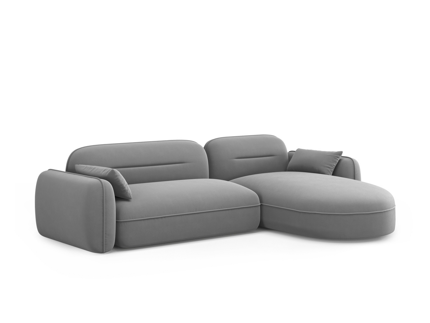 Cosmopolitan Design høyrevendt fløyelsmodulhjørnesofa, "Sydney", 4-seter, 275 × 165 × 70 cm, Casino, svarte plastben