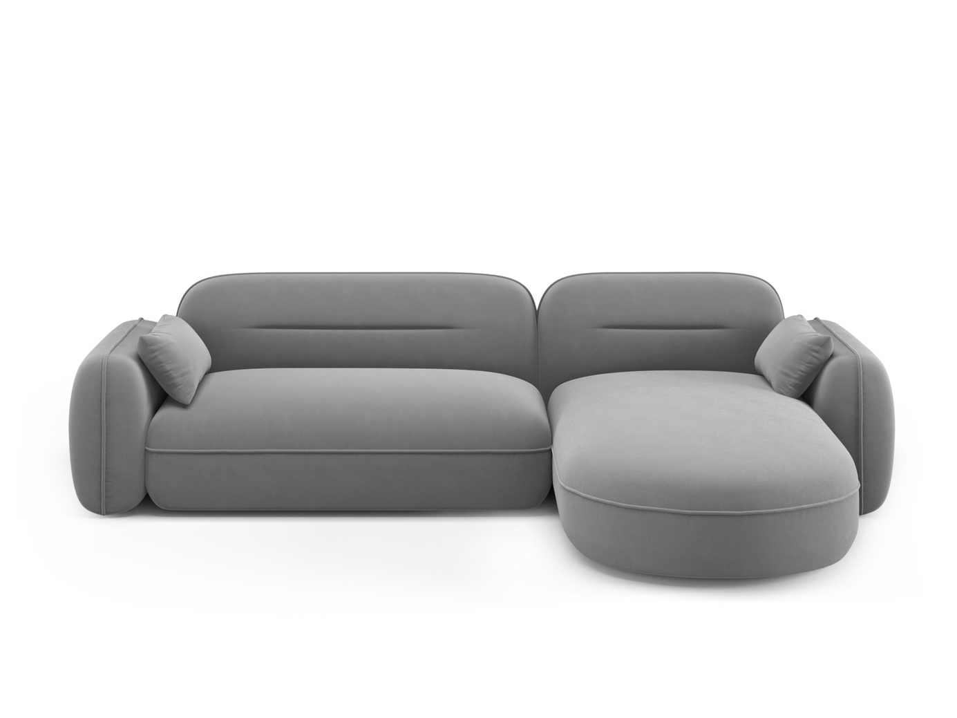 Cosmopolitan Design høyrevendt fløyelsmodulhjørnesofa, "Sydney", 4-seter, 275 × 165 × 70 cm, Casino, svarte plastben