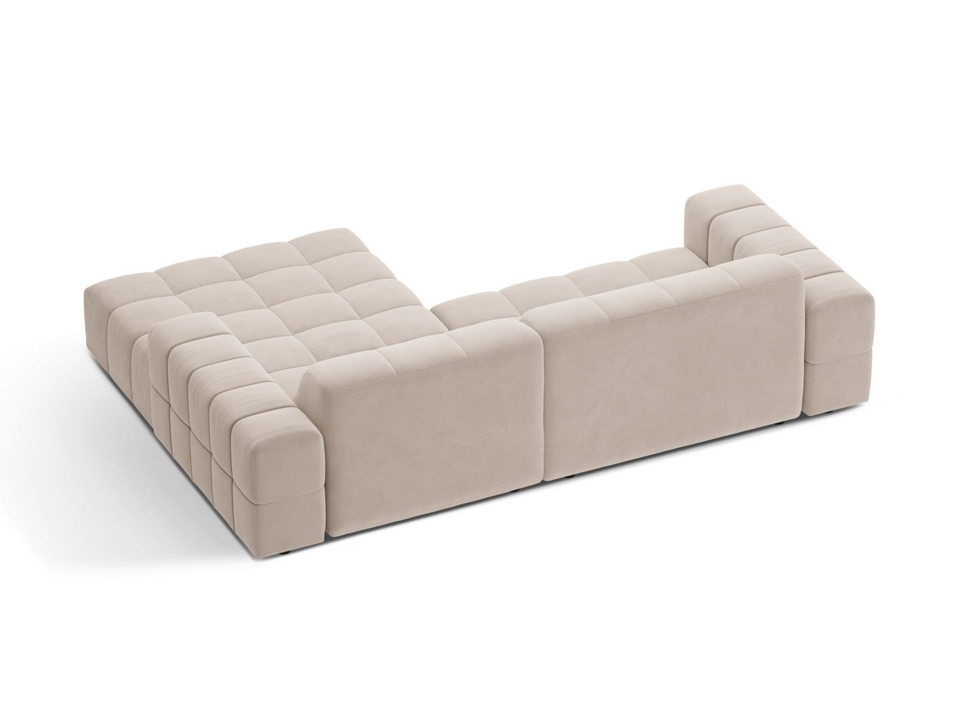 Cosmopolitan Design høyrevendt fløyelshjørnesofa, "Chicago", 3-seter, 234 × 167 × 78 cm, Venus, svarte plastben
