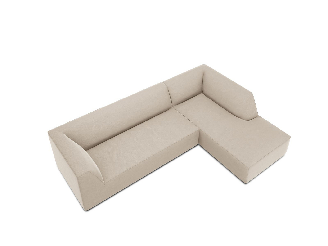 Cosmopolitan Design høyrevendt fløyelsmodulhjørnesofa, "Siena", 4-seter, 273 × 180 × 69 cm, Salvador, svarte plastben, Variant RC_M_44