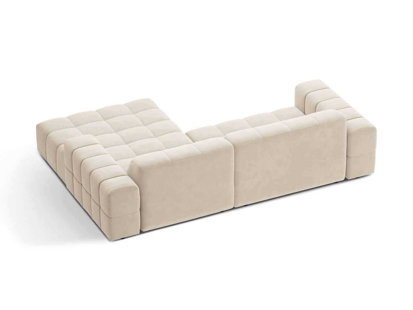 Cosmopolitan Design høyrevendt fløyelshjørnesofa, "Chicago", 3-seter, 234 × 167 × 78 cm, Bluvel, svarte plastben