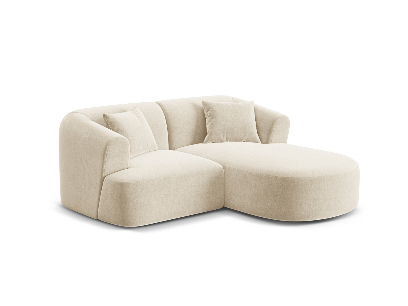Cosmopolitan Design høyrevendt fløyelsmodulhjørnesofa, "Campi", 3-seter, 180 × 156 × 70 cm, Vogue, svarte plastben