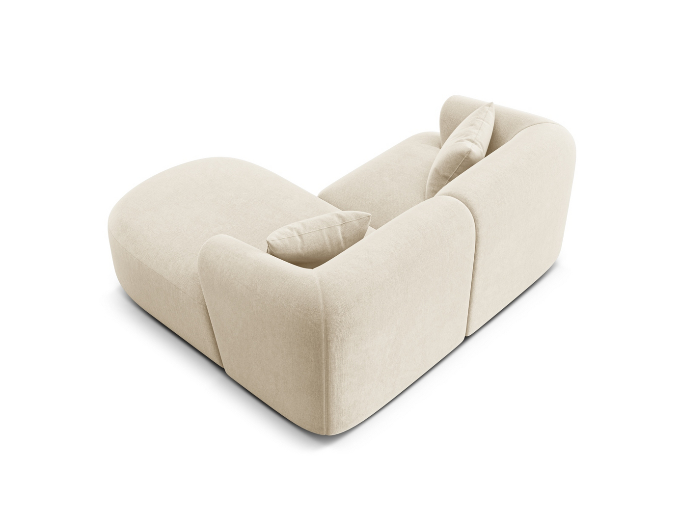 Cosmopolitan Design høyrevendt fløyelsmodulhjørnesofa, "Campi", 3-seter, 180 × 156 × 70 cm, Vogue, svarte plastben