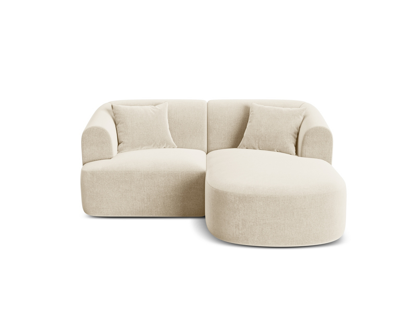 Cosmopolitan Design høyrevendt fløyelsmodulhjørnesofa, "Campi", 3-seter, 180 × 156 × 70 cm, Vogue, svarte plastben
