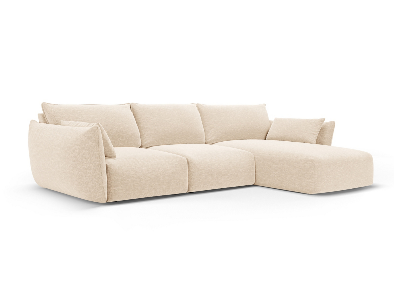 Cosmopolitan Design høyrevendt hjørnesofa, "Matera", 5-seter, 280 × 171 × 85 cm, Haga, svarte plastben