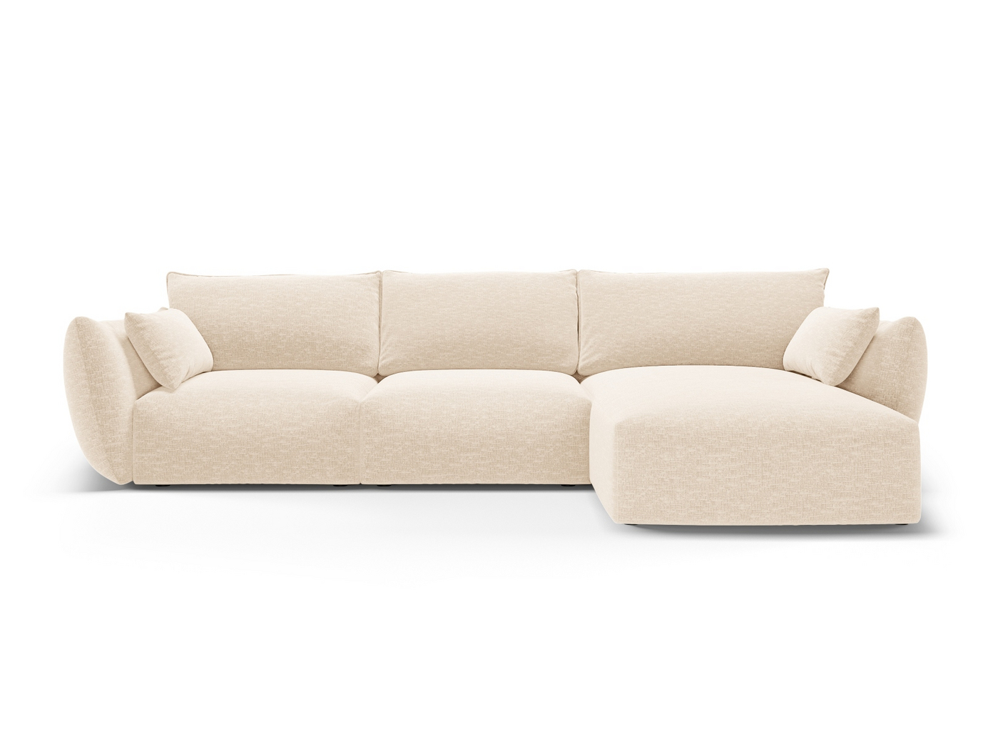 Cosmopolitan Design høyrevendt hjørnesofa, "Matera", 5-seter, 280 × 171 × 85 cm, Haga, svarte plastben
