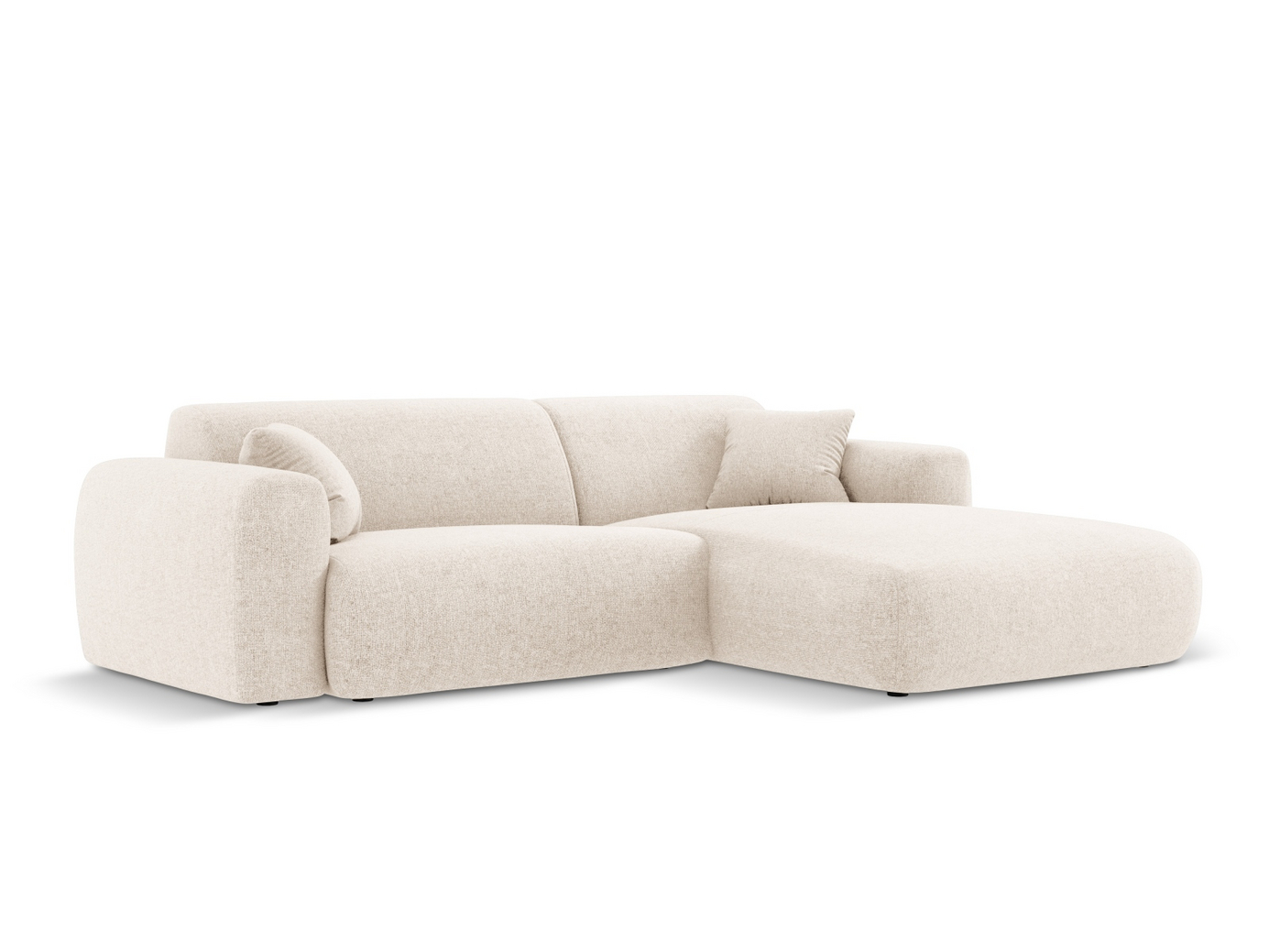Cosmopolitan Design høyrevendt hjørnesofa, "Nolio", 4-seter, 235 × 170 × 72 cm, Haga, svarte plastben