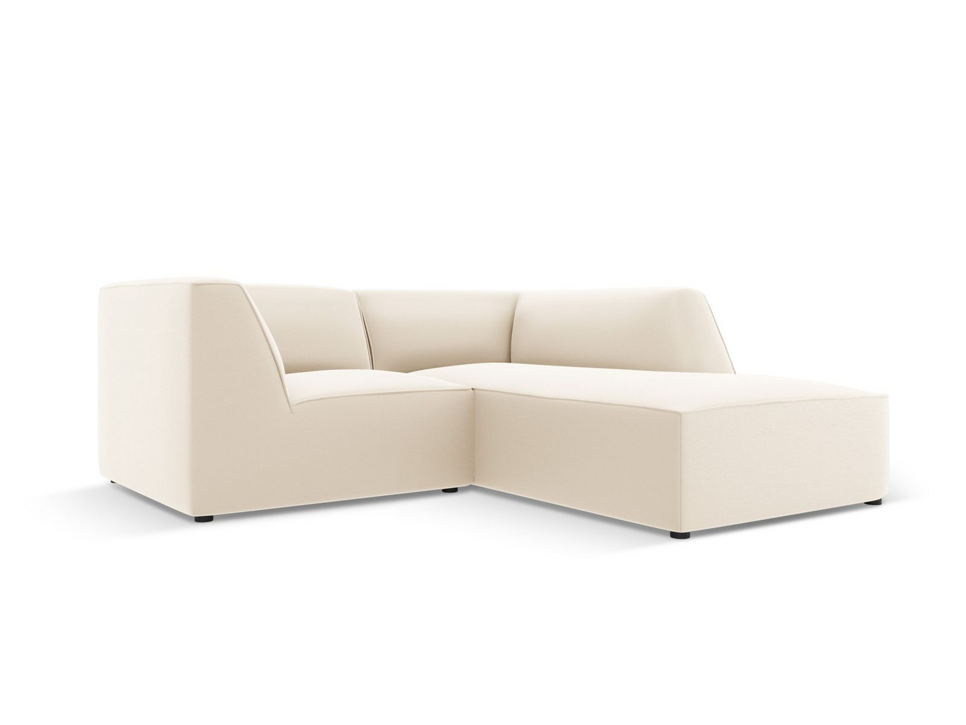 Cosmopolitan Design høyrevendt kunstlærmodulhjørnesofa, "Siena", 3-seter, 186 × 180 × 69 cm, Pacifico, svarte plastben