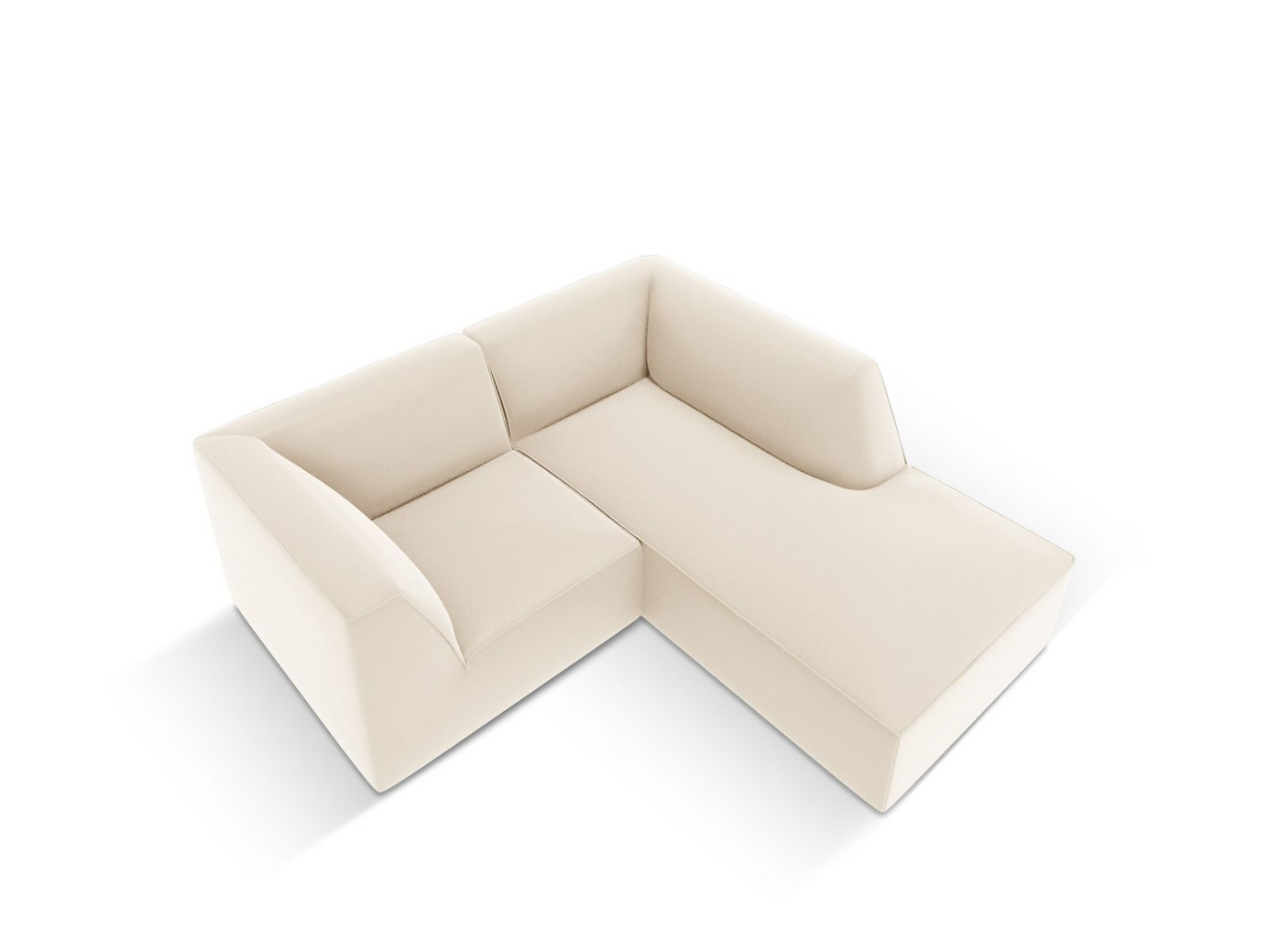 Cosmopolitan Design høyrevendt kunstlærmodulhjørnesofa, "Siena", 3-seter, 186 × 180 × 69 cm, Pacifico, svarte plastben
