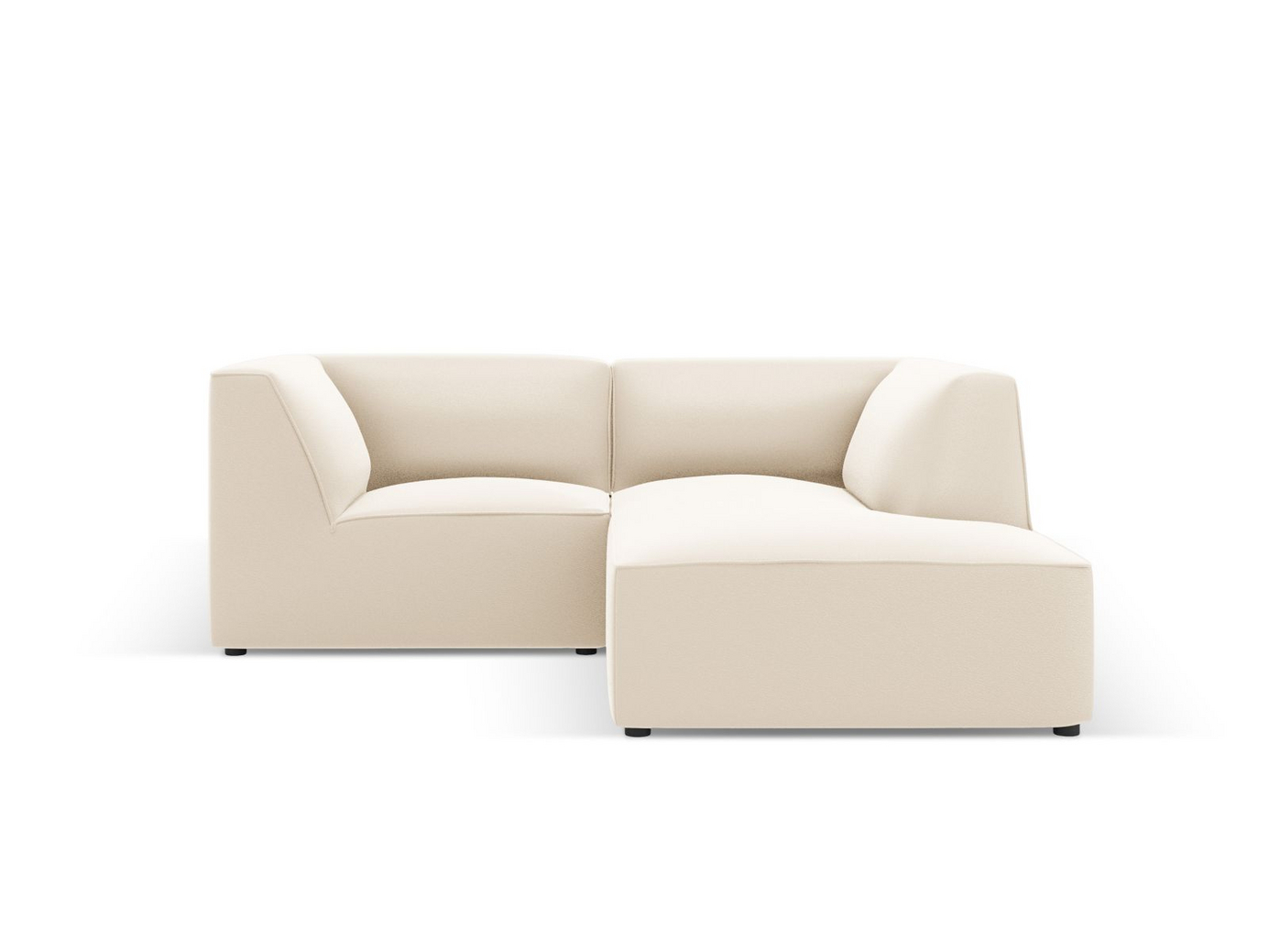 Cosmopolitan Design høyrevendt kunstlærmodulhjørnesofa, "Siena", 3-seter, 186 × 180 × 69 cm, Pacifico, svarte plastben