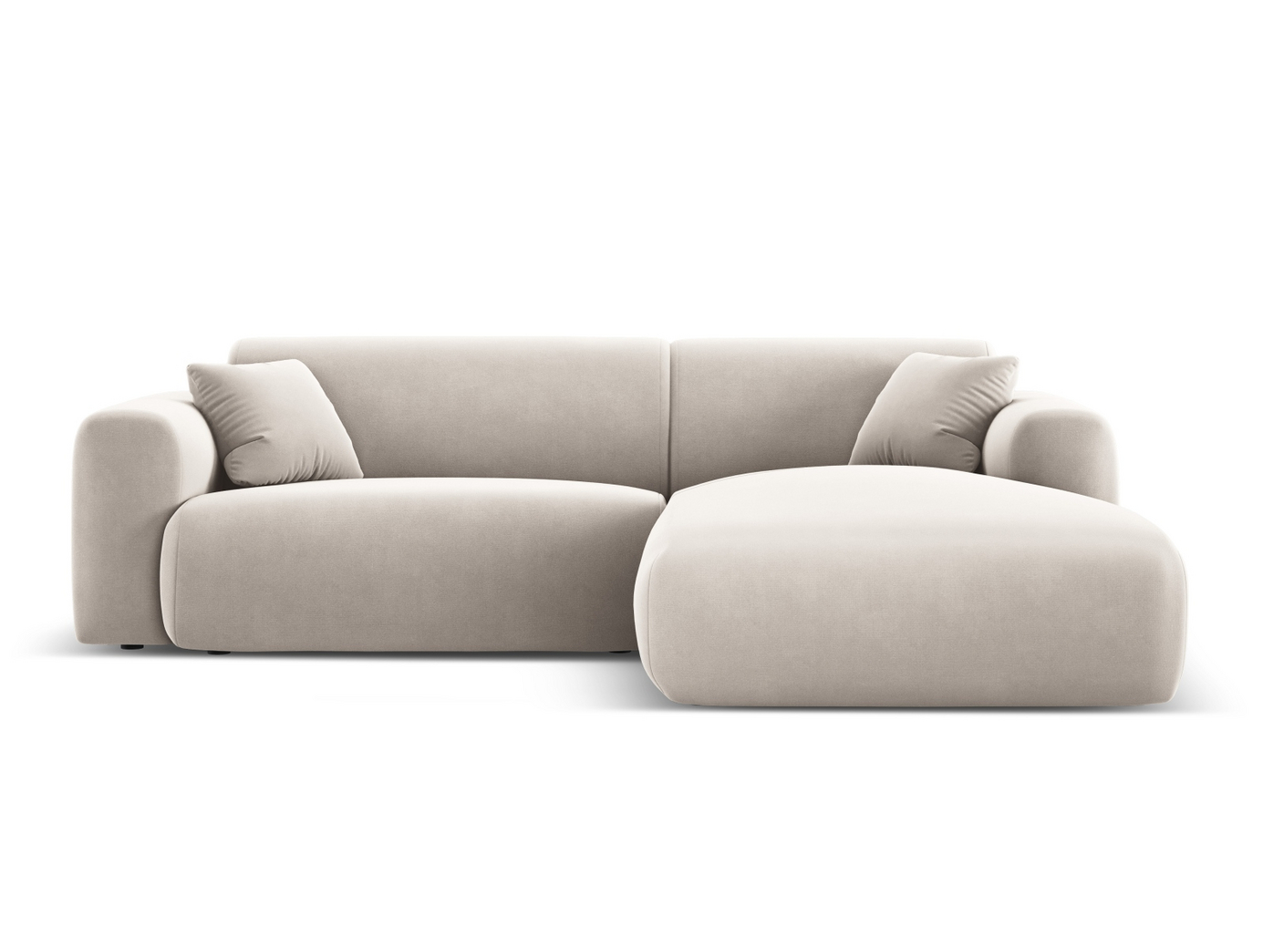 Cosmopolitan Design høyrevendt fløyelshjørnesofa, "Nolio", 4-seter, 235 × 170 × 72 cm, Casino, svarte plastben