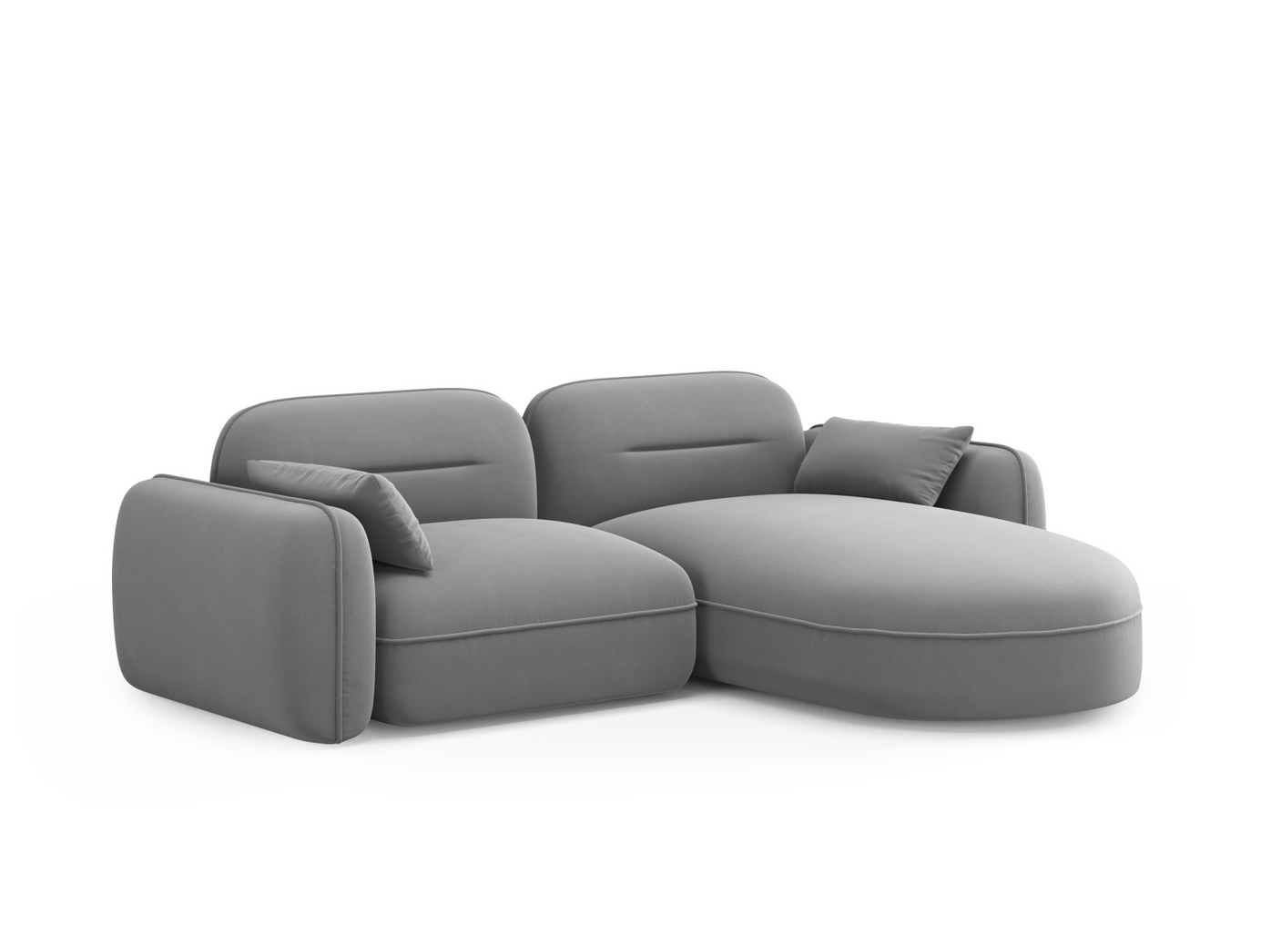 Cosmopolitan Design høyrevendt fløyelsmodulhjørnesofa, "Sydney", 3-seter, 230 × 165 × 70 cm, Casino, svarte plastben