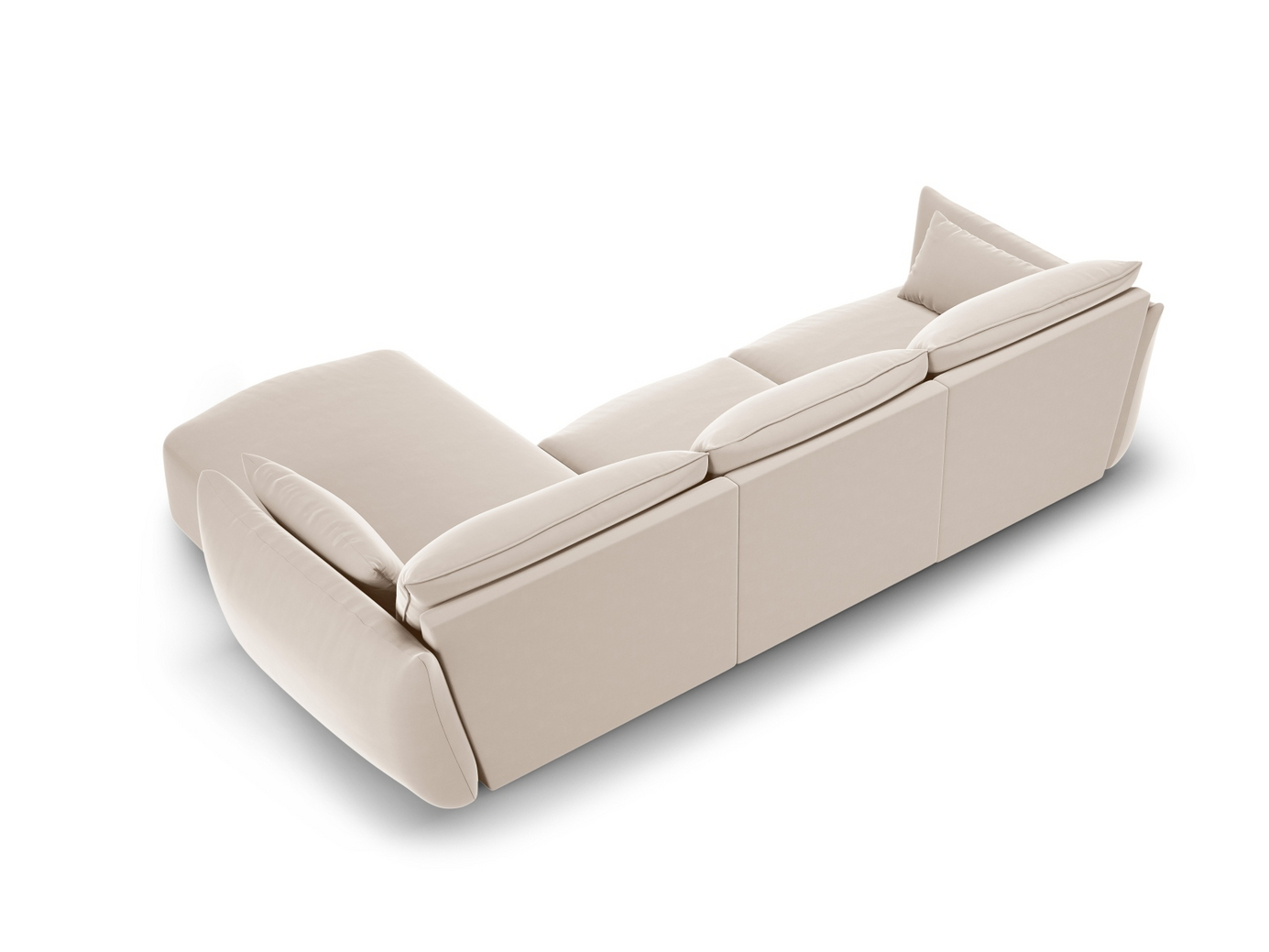 Cosmopolitan Design høyrevendt fløyelshjørnesofa, "Matera", 5-seter, 280 × 171 × 85 cm, Salvador, svarte plastben