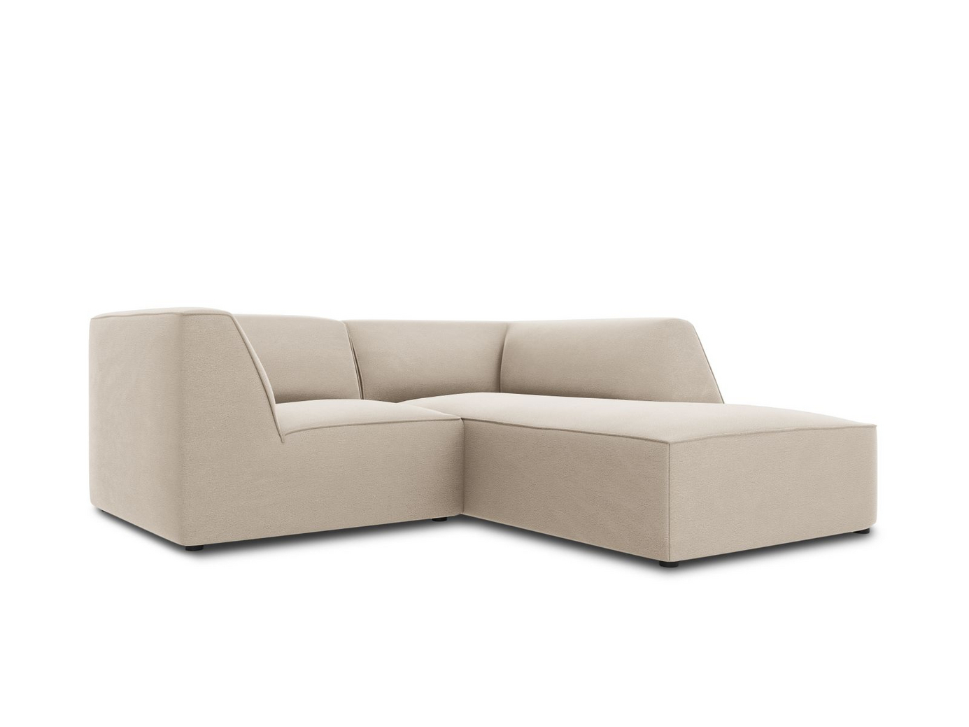 Cosmopolitan Design høyrevendt fløyelsmodulhjørnesofa, "Siena", 3-seter, 186 × 180 × 69 cm, Salvador, svarte plastben, Variant RC_S_44
