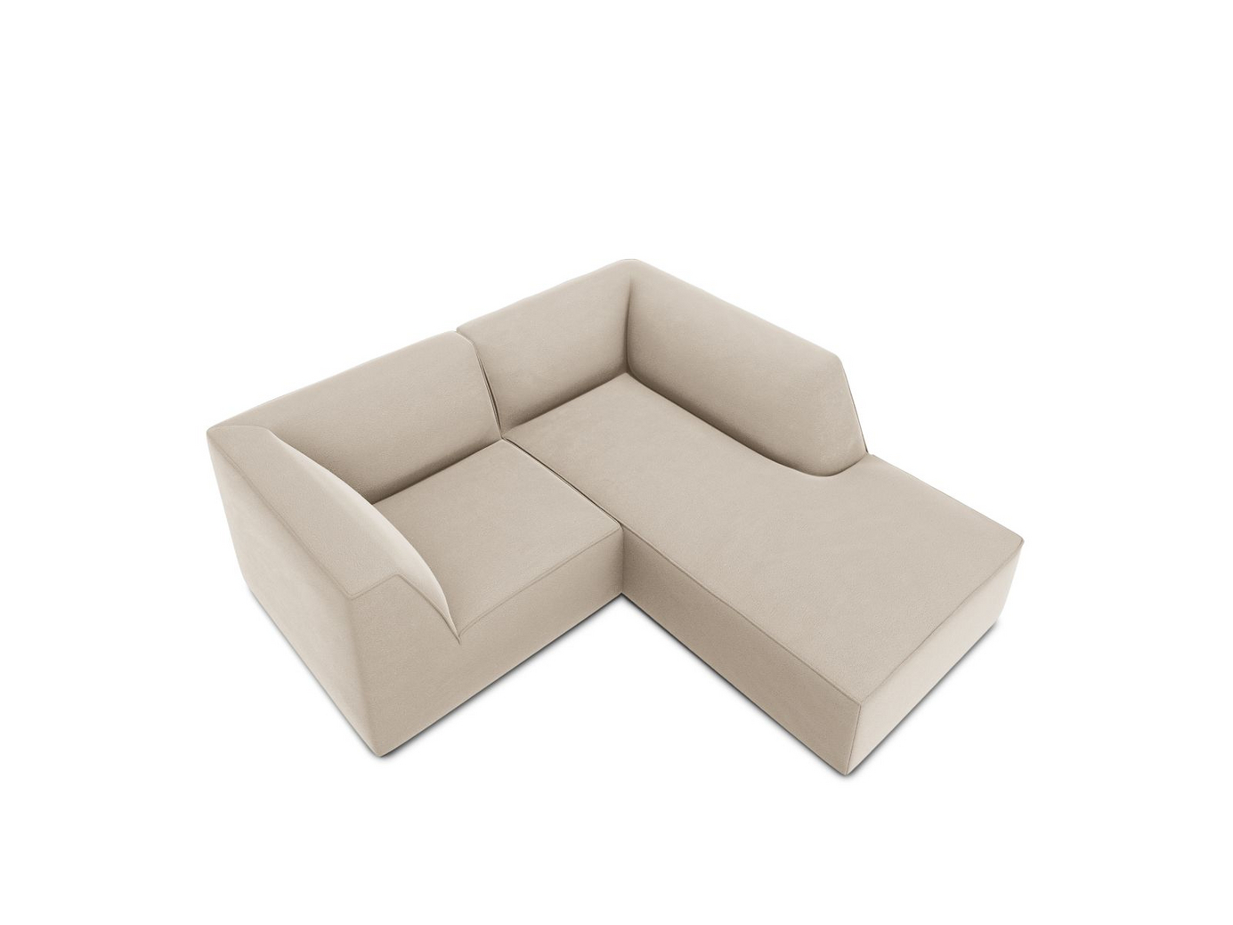 Cosmopolitan Design høyrevendt fløyelsmodulhjørnesofa, "Siena", 3-seter, 186 × 180 × 69 cm, Salvador, svarte plastben, Variant RC_S_44