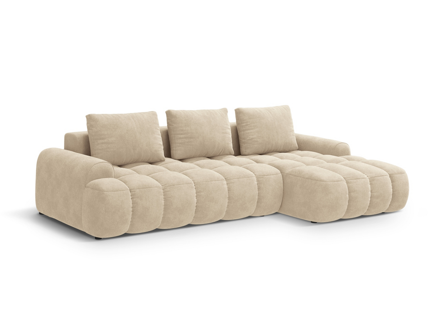 Cosmopolitan Design høyrevendt fløyelshjørnesovesofa med oppbevaring, "Linz", 3-seter, 275 × 142 × 84 cm, Vogue, svarte plastben, Variant RCF_120