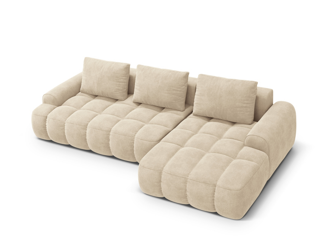 Cosmopolitan Design høyrevendt fløyelshjørnesovesofa med oppbevaring, "Linz", 3-seter, 275 × 142 × 84 cm, Vogue, svarte plastben, Variant RCF_120