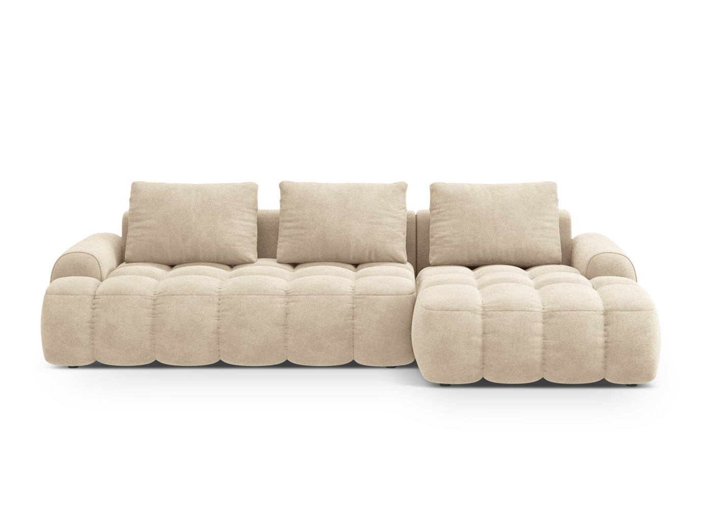 Cosmopolitan Design høyrevendt fløyelshjørnesovesofa med oppbevaring, "Linz", 3-seter, 275 × 142 × 84 cm, Vogue, svarte plastben, Variant RCF_120