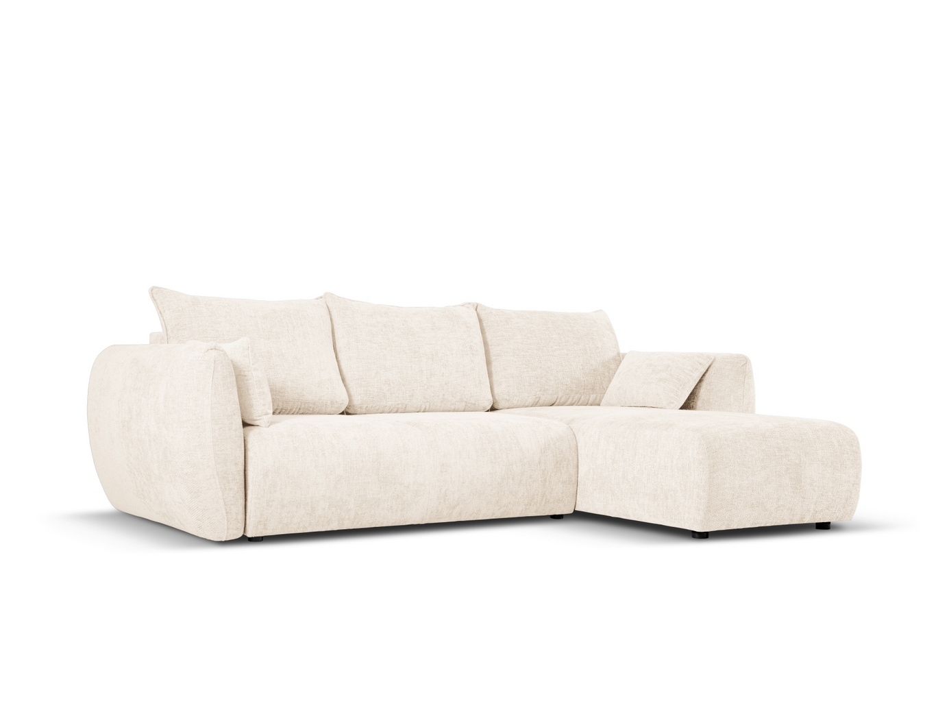 Cosmopolitan Design høyrevendt hjørnesovesofa med oppbevaring, "Matera", 4-seter, 253 × 173 × 86 cm, Haga, svarte plastben