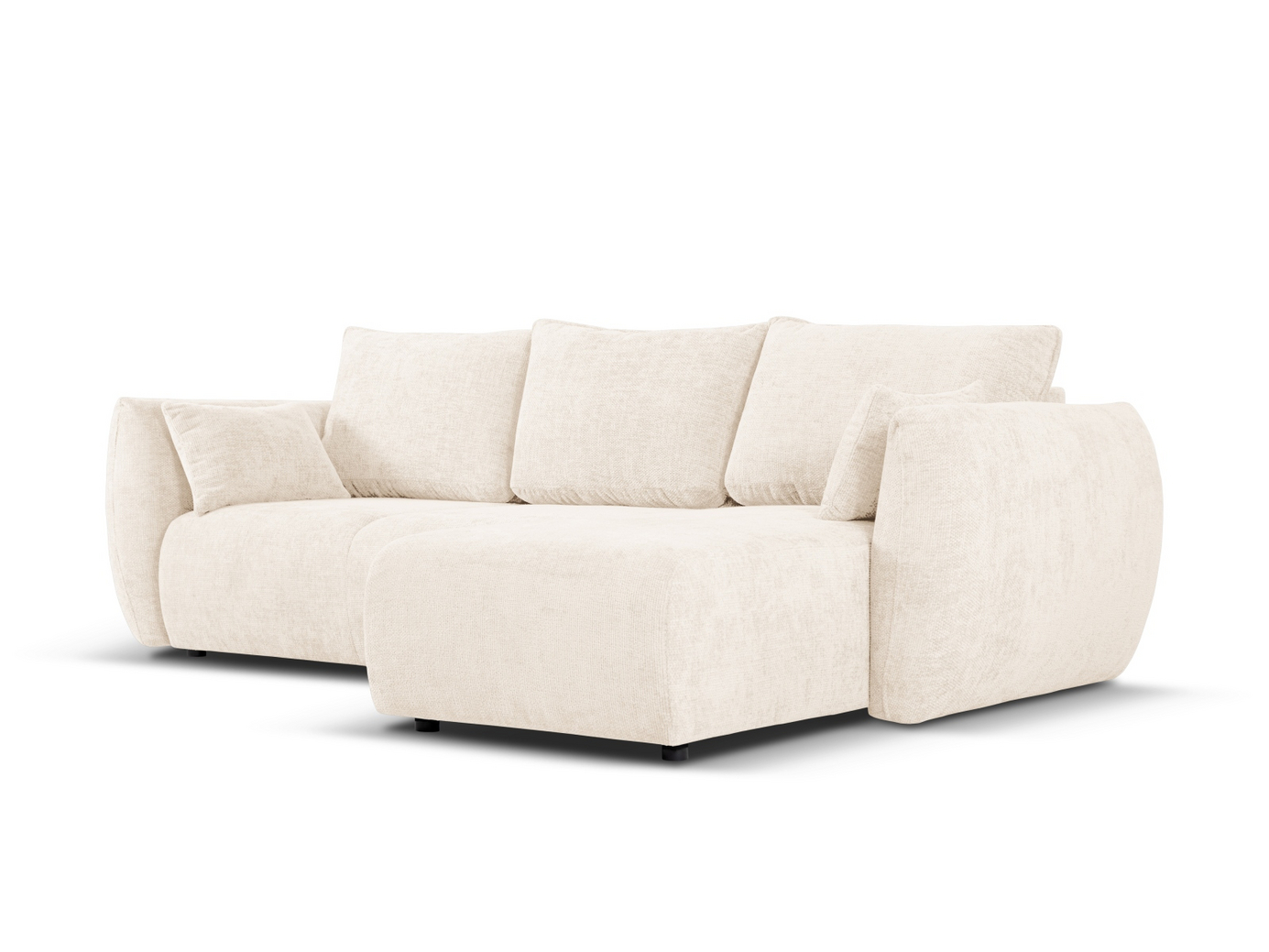 Cosmopolitan Design høyrevendt hjørnesovesofa med oppbevaring, "Matera", 4-seter, 253 × 173 × 86 cm, Haga, svarte plastben