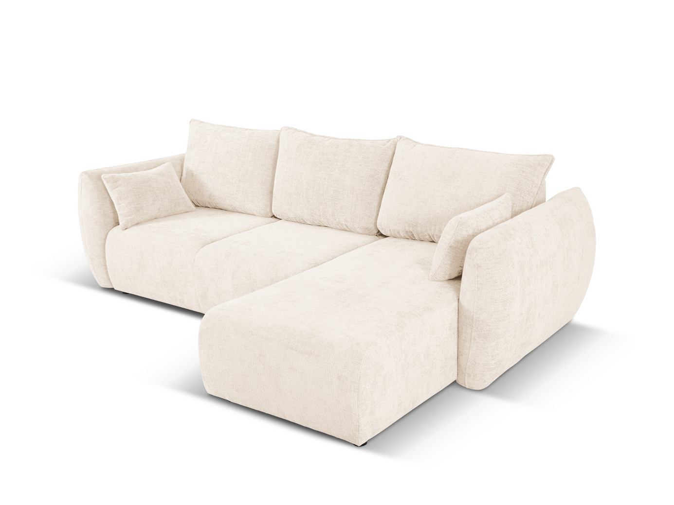 Cosmopolitan Design høyrevendt hjørnesovesofa med oppbevaring, "Matera", 4-seter, 253 × 173 × 86 cm, Haga, svarte plastben