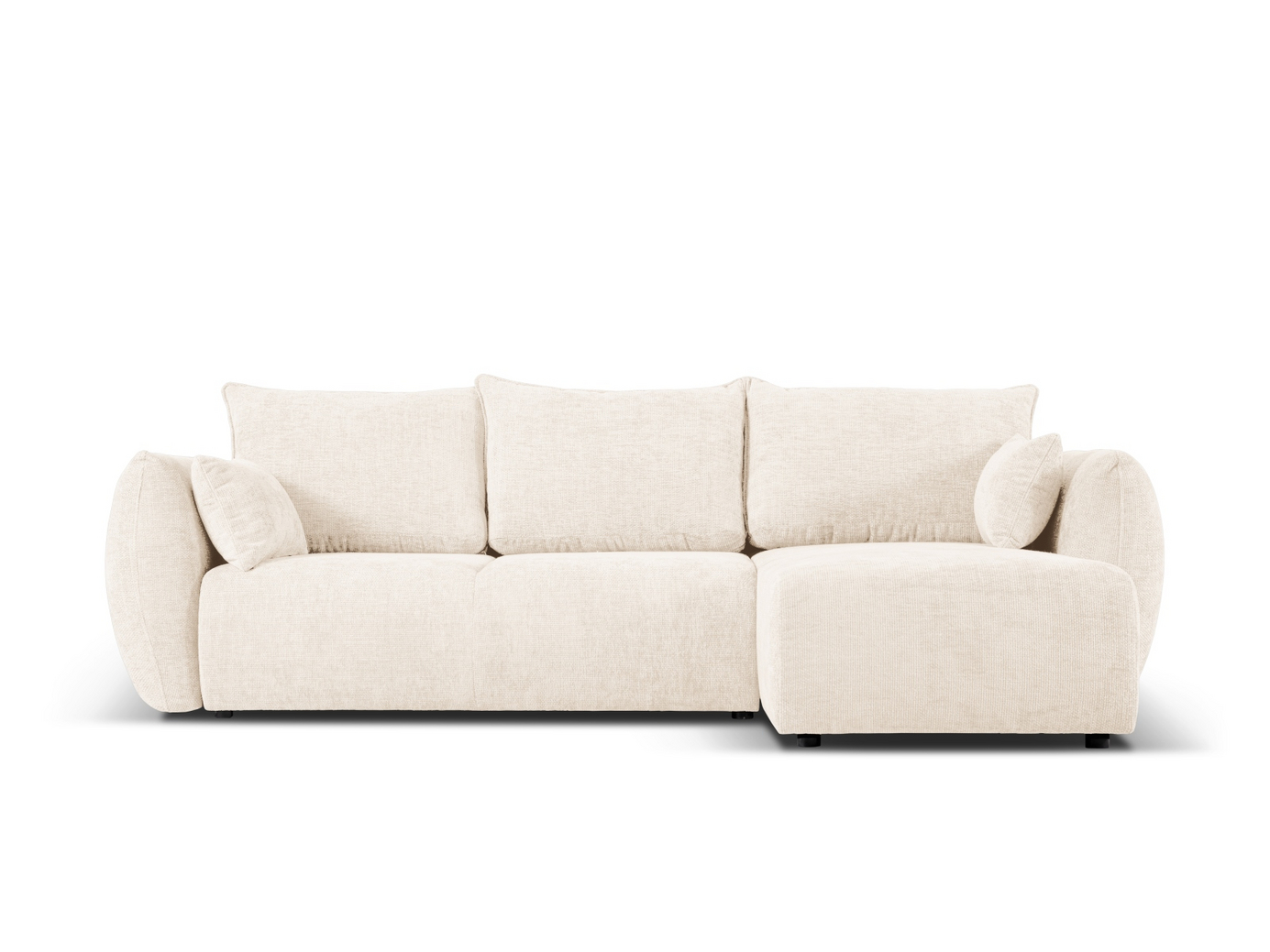 Cosmopolitan Design høyrevendt hjørnesovesofa med oppbevaring, "Matera", 4-seter, 253 × 173 × 86 cm, Haga, svarte plastben
