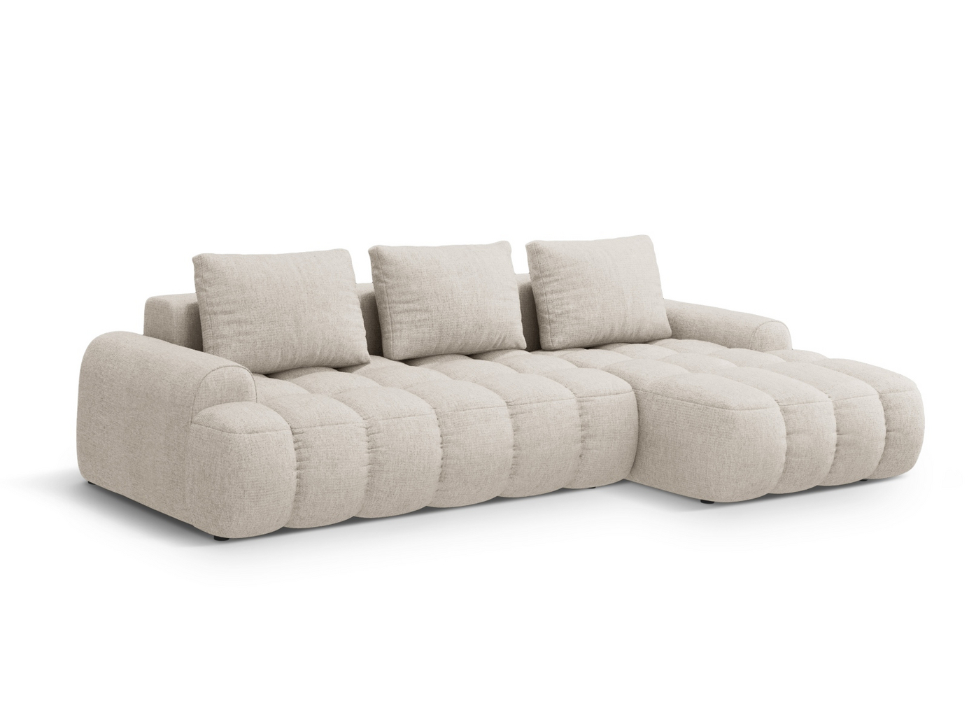 Cosmopolitan Design høyrevendt hjørnesovesofa med oppbevaring, "Linz", 3-seter, 275 × 142 × 84 cm, Sorella, svarte plastben, Variant RCF_193