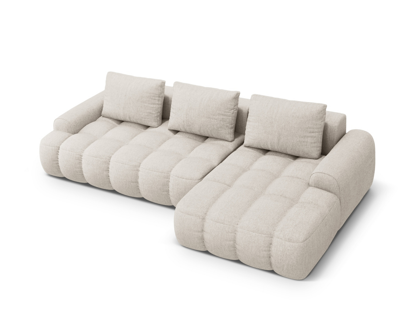 Cosmopolitan Design høyrevendt hjørnesovesofa med oppbevaring, "Linz", 3-seter, 275 × 142 × 84 cm, Sorella, svarte plastben, Variant RCF_193