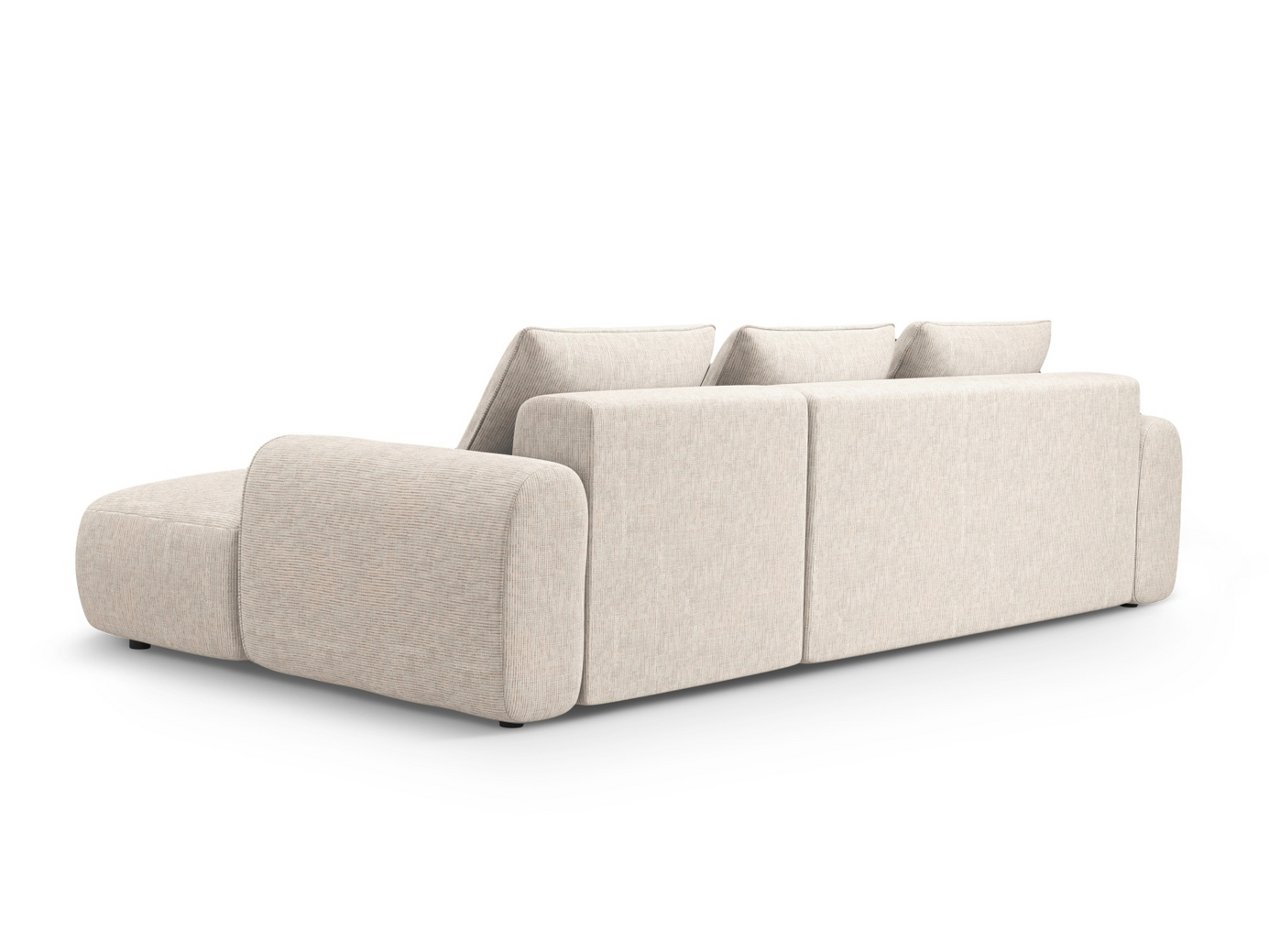 Cosmopolitan Design høyrevendt hjørnesovesofa med oppbevaring, "Calma", 3-seter, 275 × 142 × 84 cm, Baltimore, svarte plastben