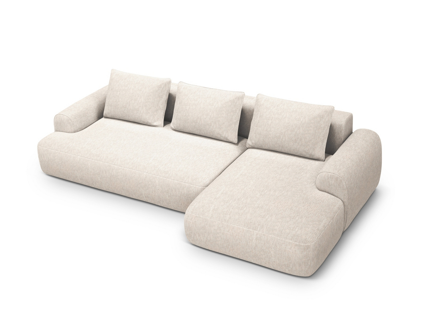 Cosmopolitan Design høyrevendt hjørnesovesofa med oppbevaring, "Calma", 3-seter, 275 × 142 × 84 cm, Baltimore, svarte plastben