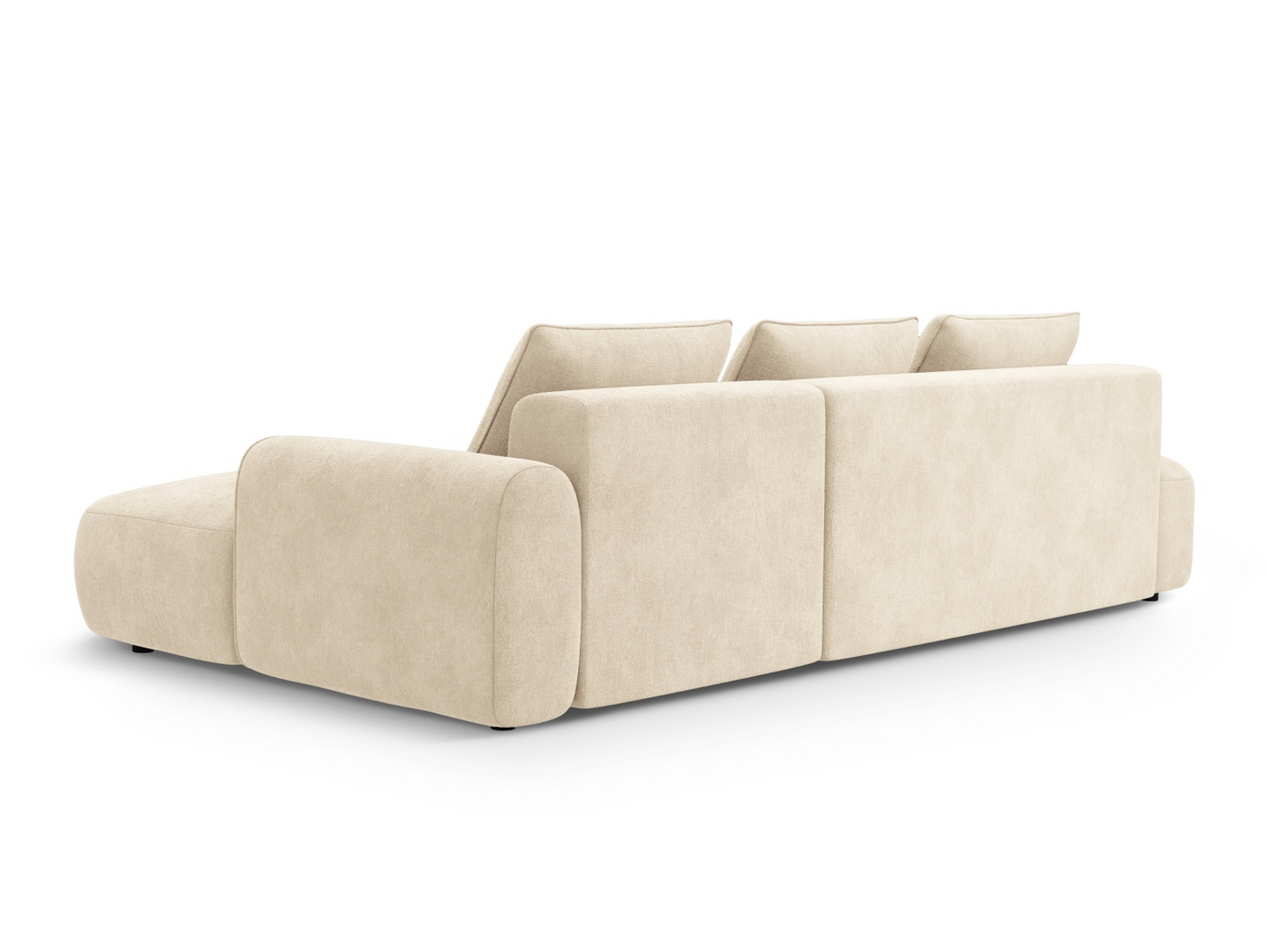 Cosmopolitan Design høyrevendt fløyelshjørnesovesofa med oppbevaring, "Calma", 5-seter, 275 × 142 × 84 cm, Vogue, svarte plastben
