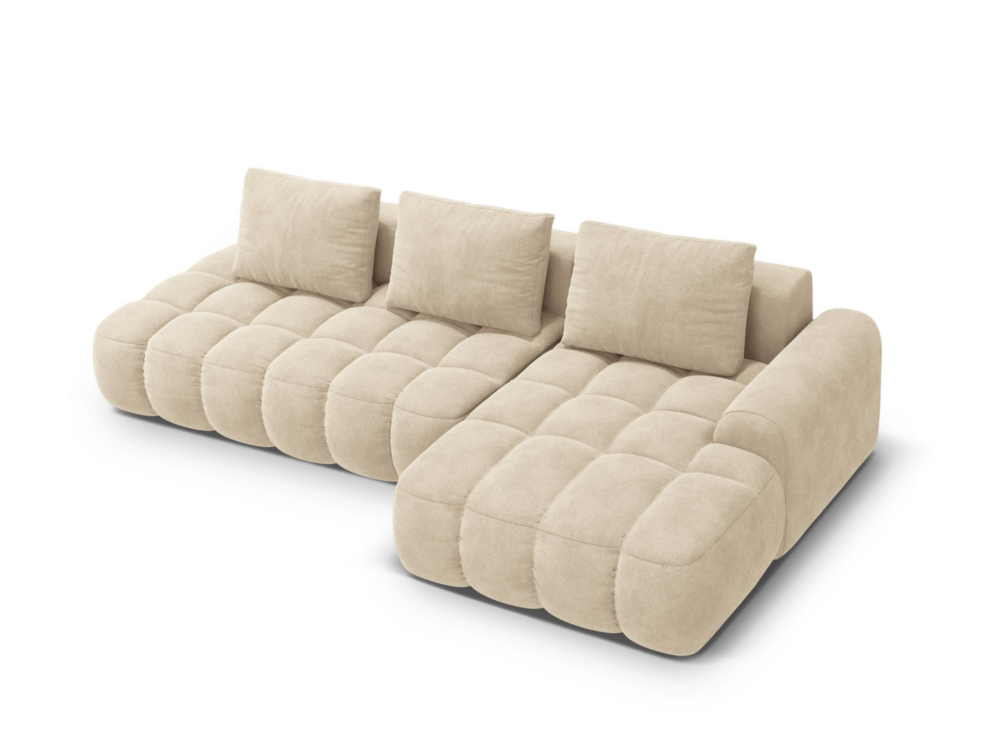 Cosmopolitan Design høyrevendt fløyelshjørnesovesofa med oppbevaring, "Linz", 3-seter, 275 × 142 × 84 cm, Vogue, svarte plastben, Variant RCFO_120