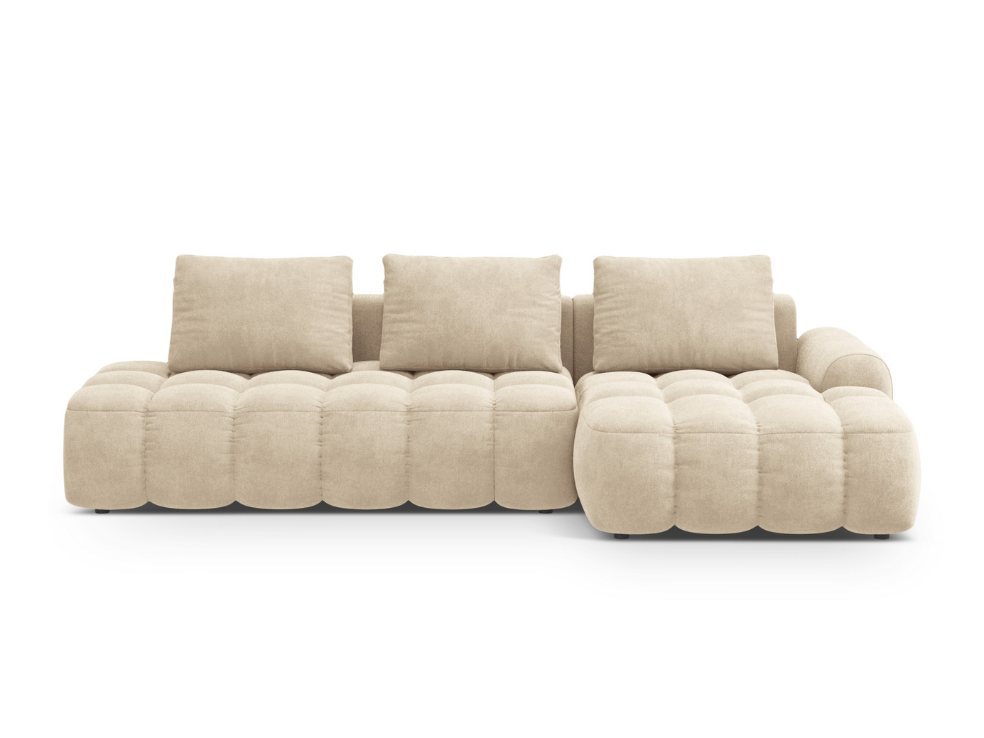 Cosmopolitan Design høyrevendt fløyelshjørnesovesofa med oppbevaring, "Linz", 3-seter, 275 × 142 × 84 cm, Vogue, svarte plastben, Variant RCFO_120